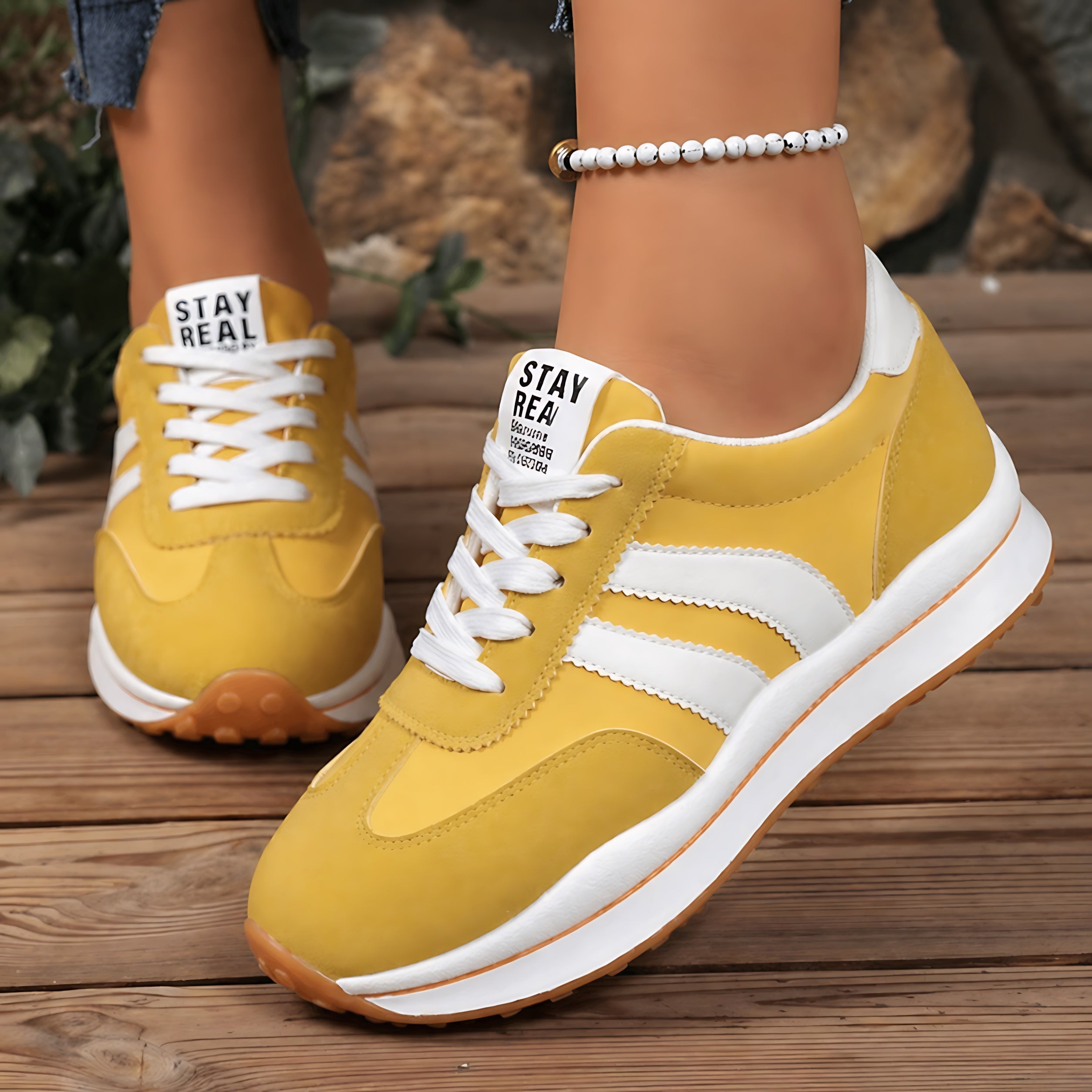 Florence – Retro Suede Lace Up Chunky Sole Sneakers