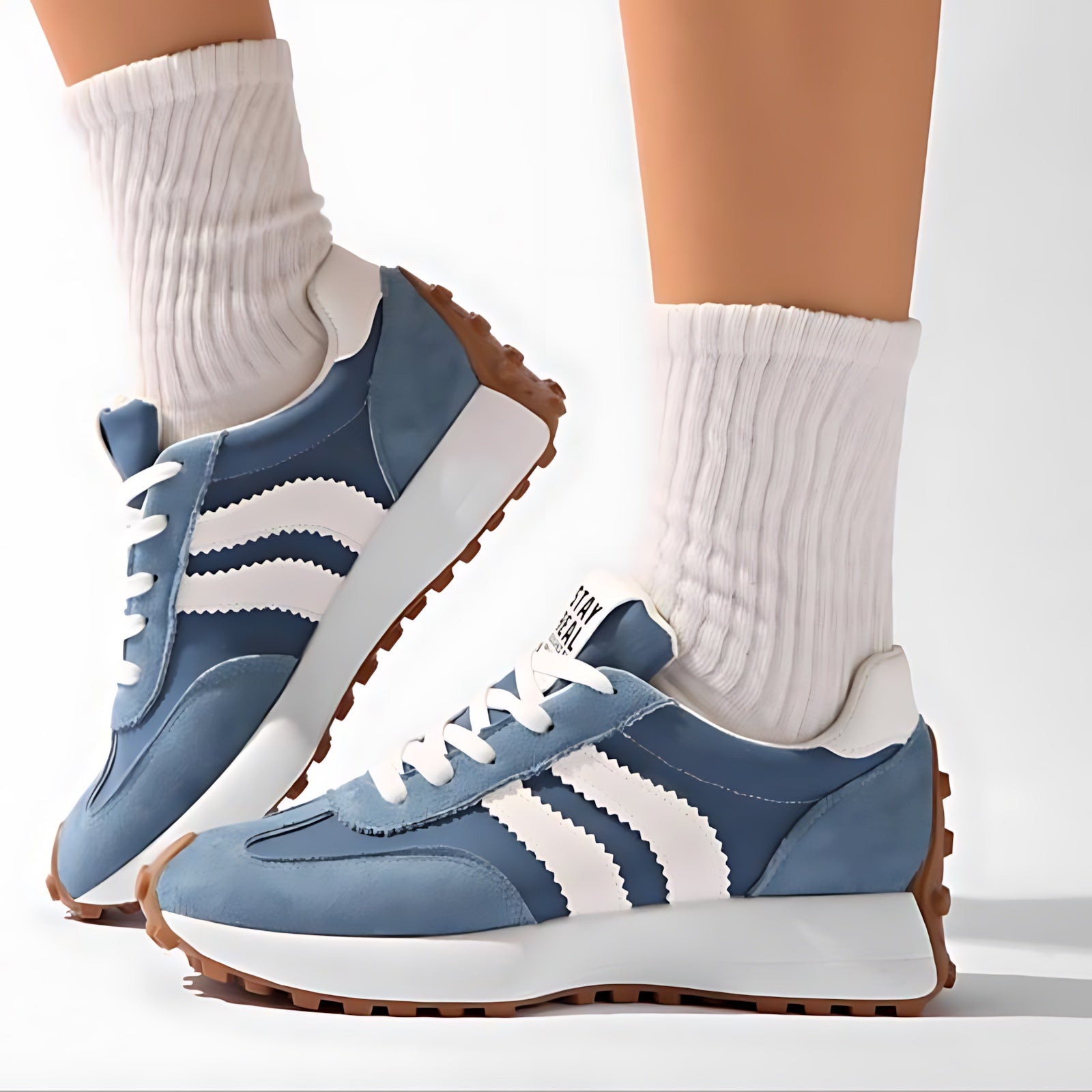 Florence – Retro Suede Lace Up Chunky Sole Sneakers