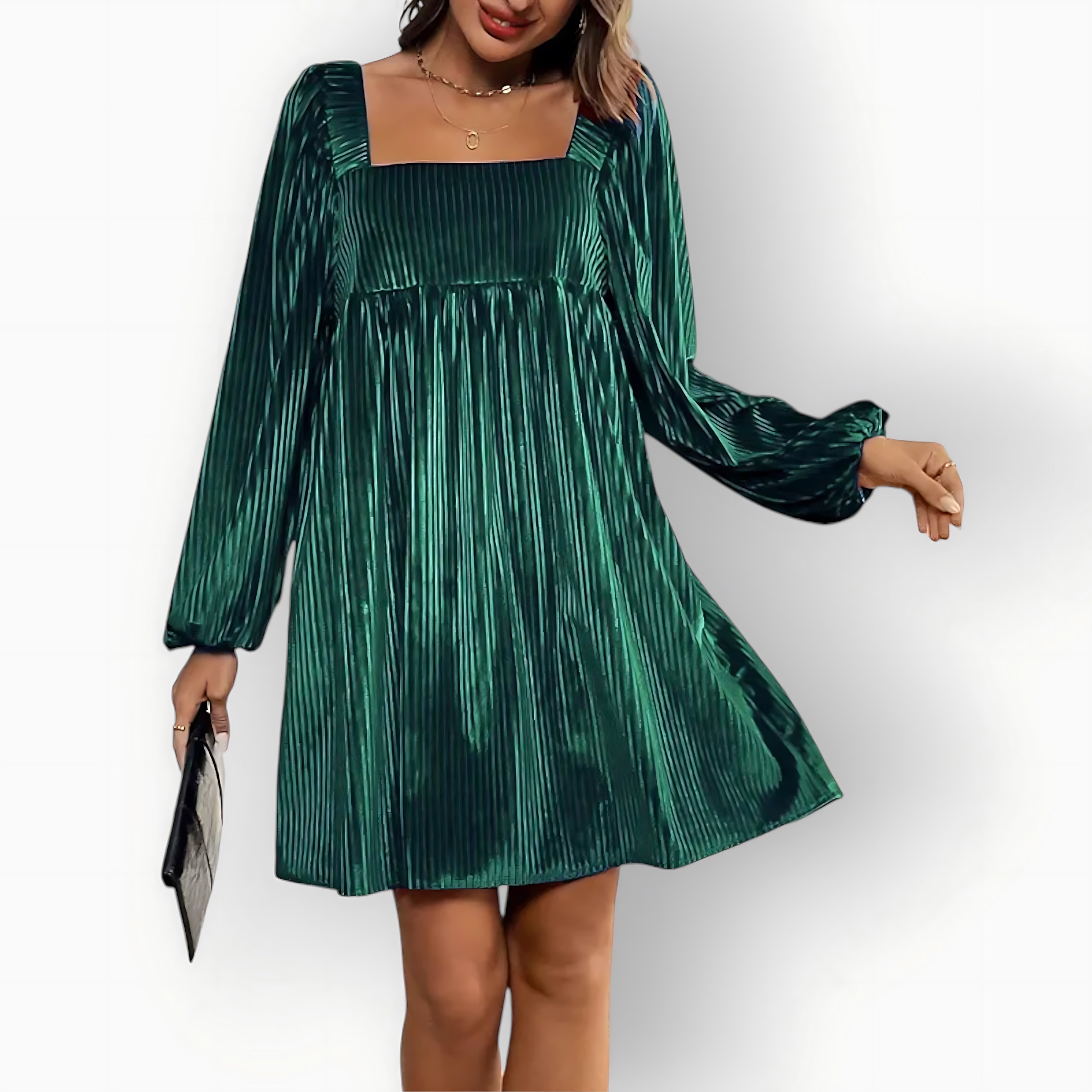 Florence – Velvet Puff Sleeve Babydoll Party Mini Dress