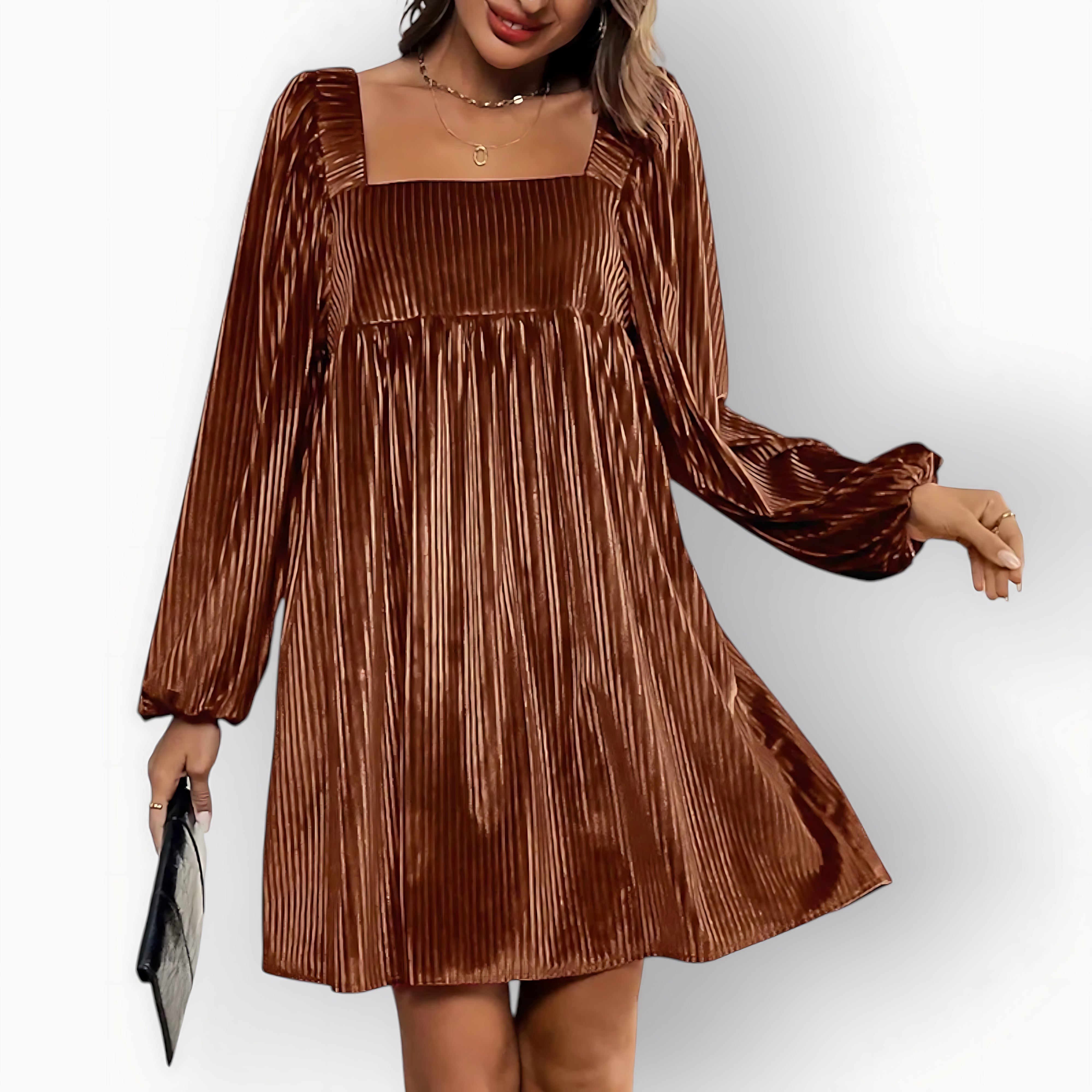 Florence – Velvet Puff Sleeve Babydoll Party Mini Dress