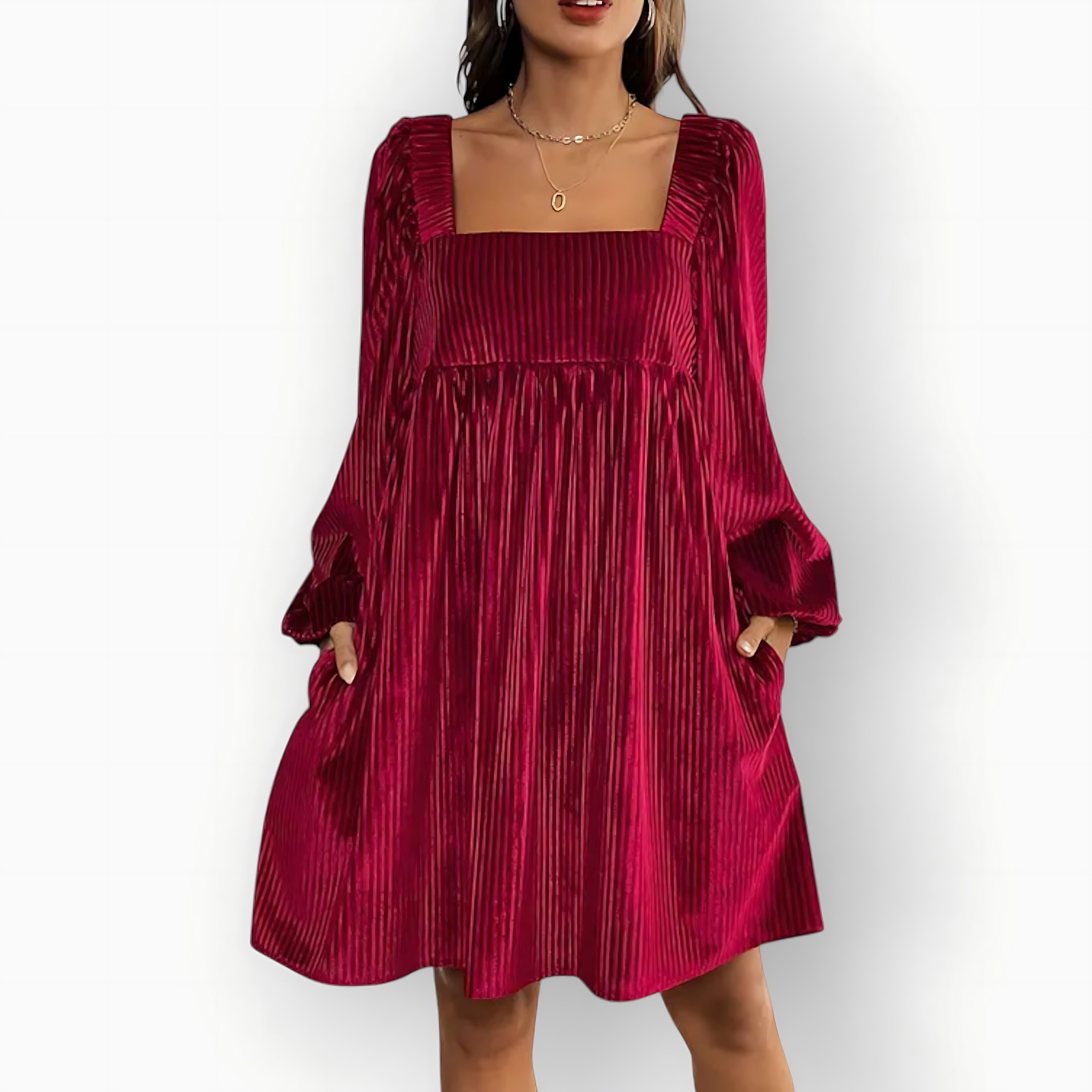 Florence – Velvet Puff Sleeve Babydoll Party Mini Dress