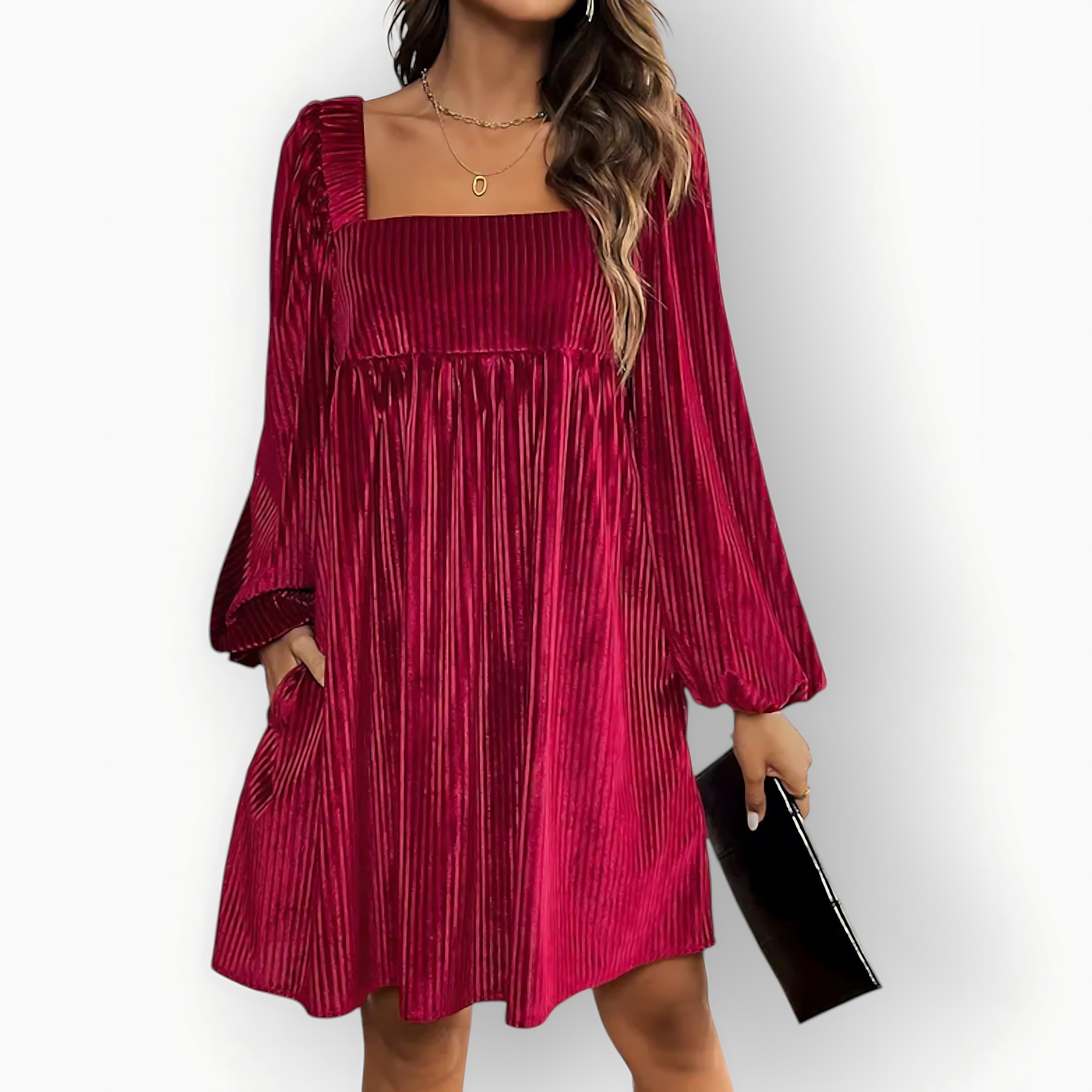 Florence – Velvet Puff Sleeve Babydoll Party Mini Dress