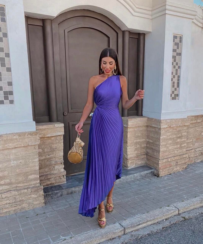 Cecilia – One Shoulder Draped Wedding Guest Maxi Dress