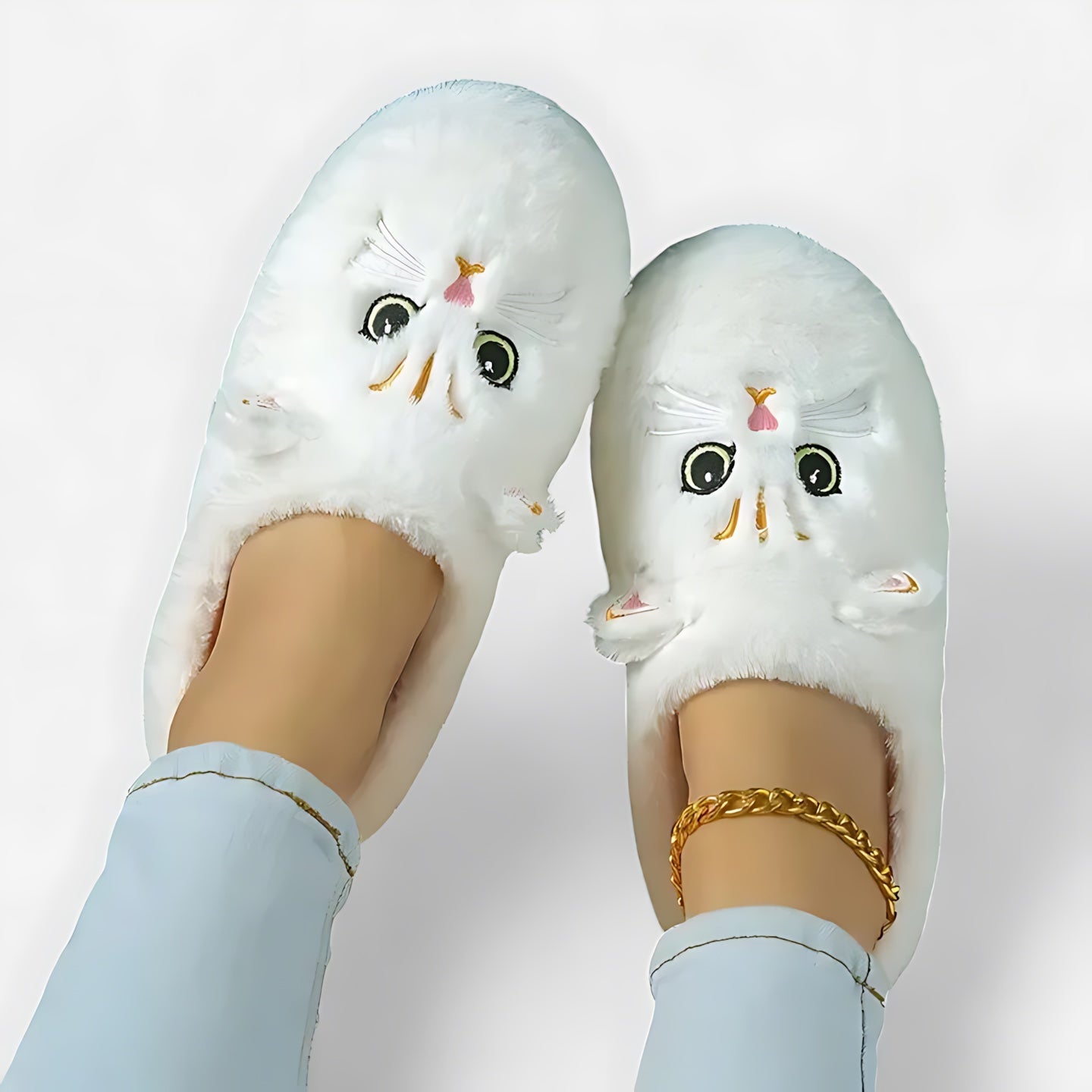 Frances – Cat Embroidered Closed Toe Slippers