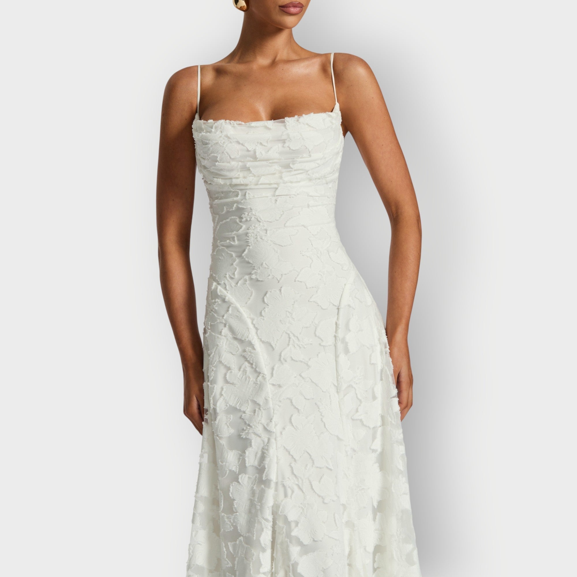 Lucia – Floral Applique A-Line Evening Maxi Dress