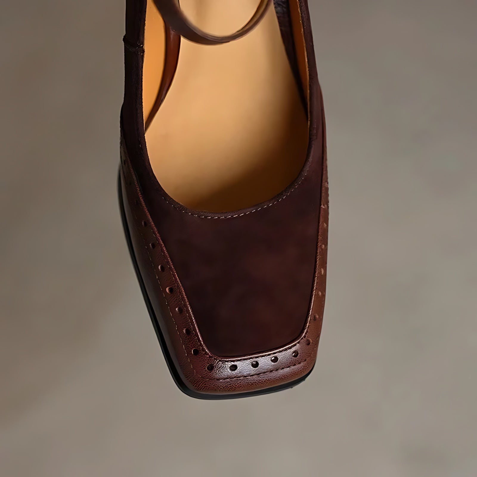 Freya – Brogue Mary Jane Block Heel Pumps