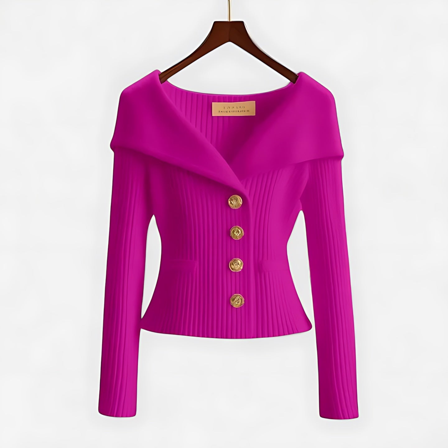 Freya – Lapel Collar Button Up Knit Cardigan