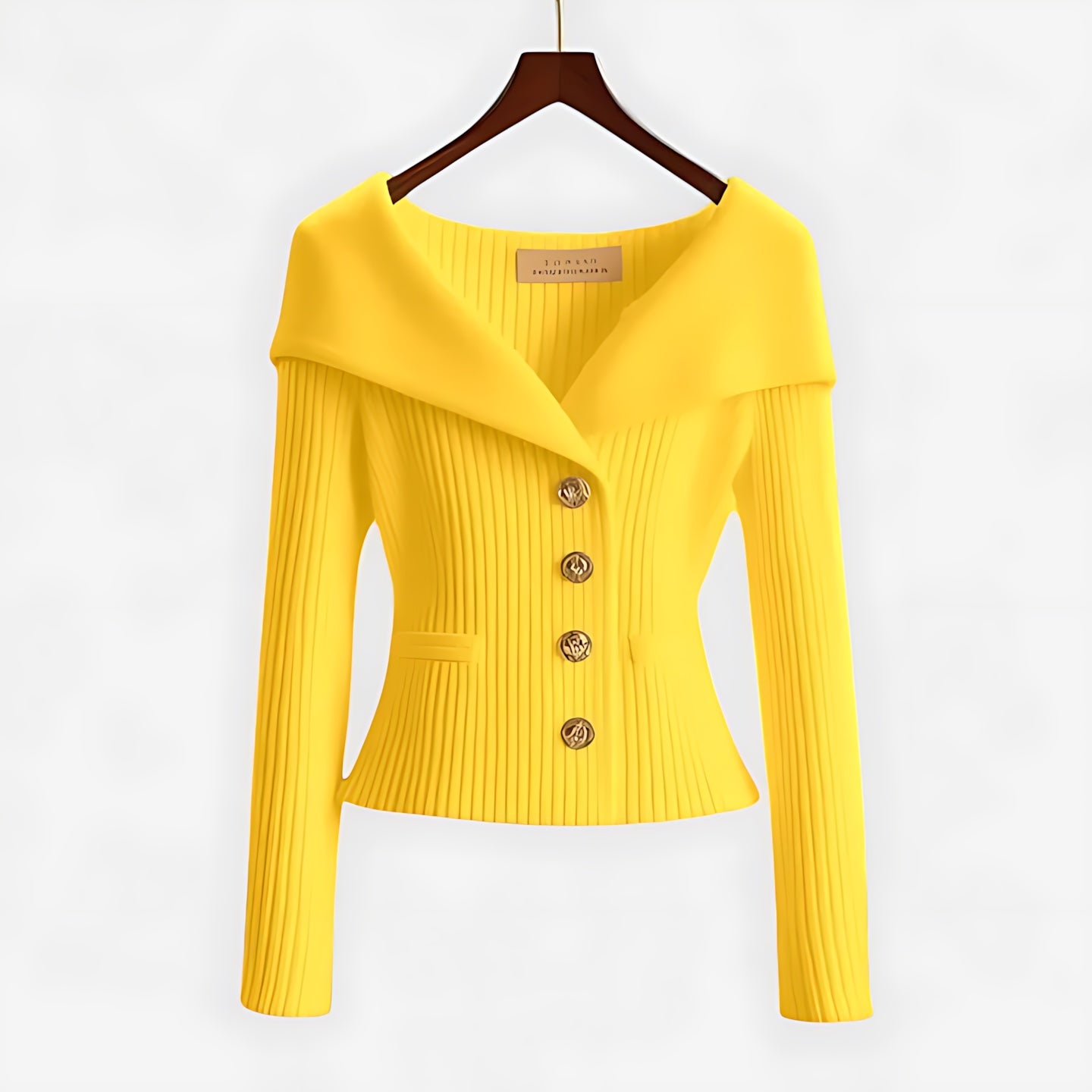 Freya – Lapel Collar Button Up Knit Cardigan