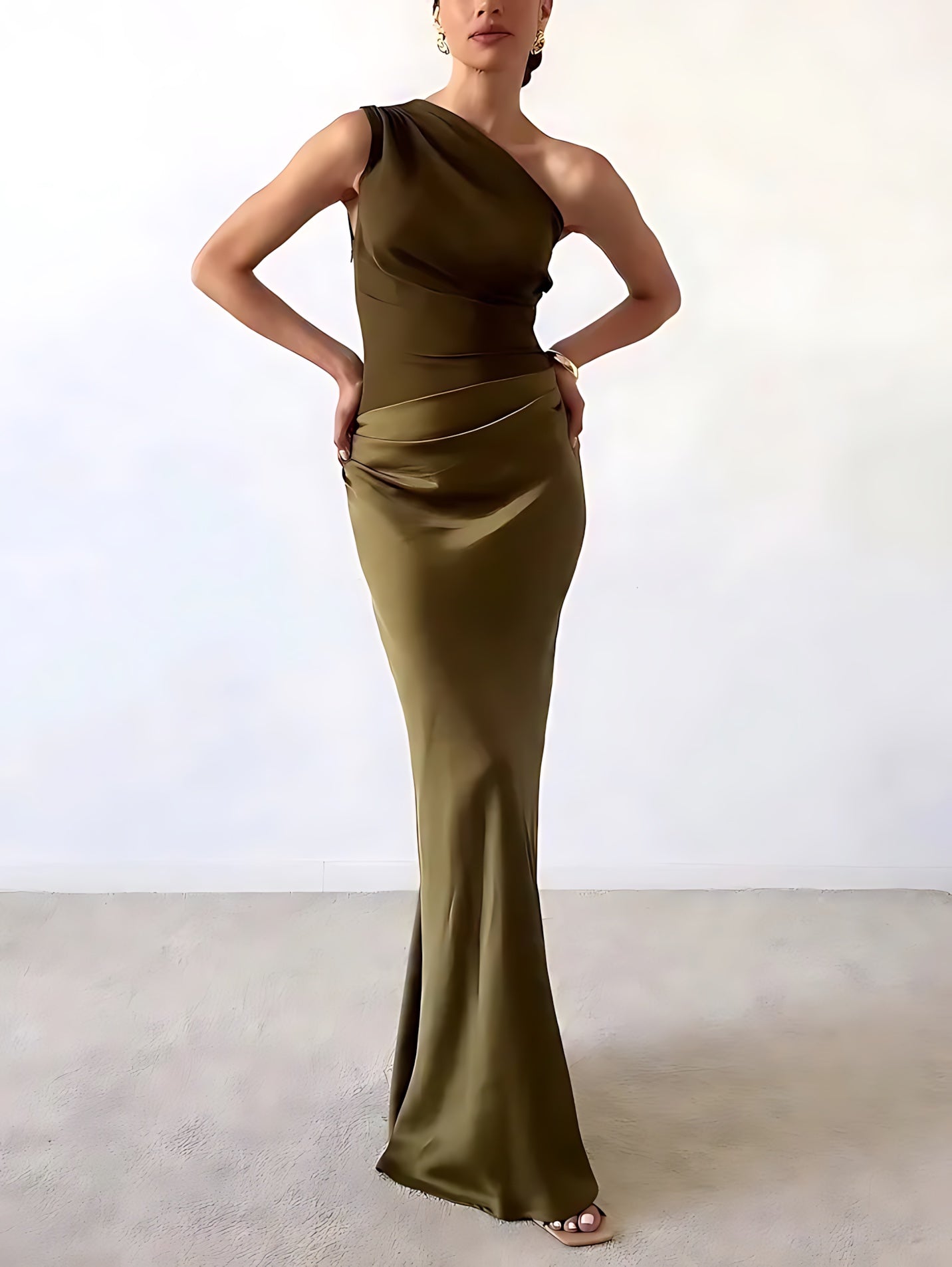 Freya – Satin One Shoulder Party Maxi Dress