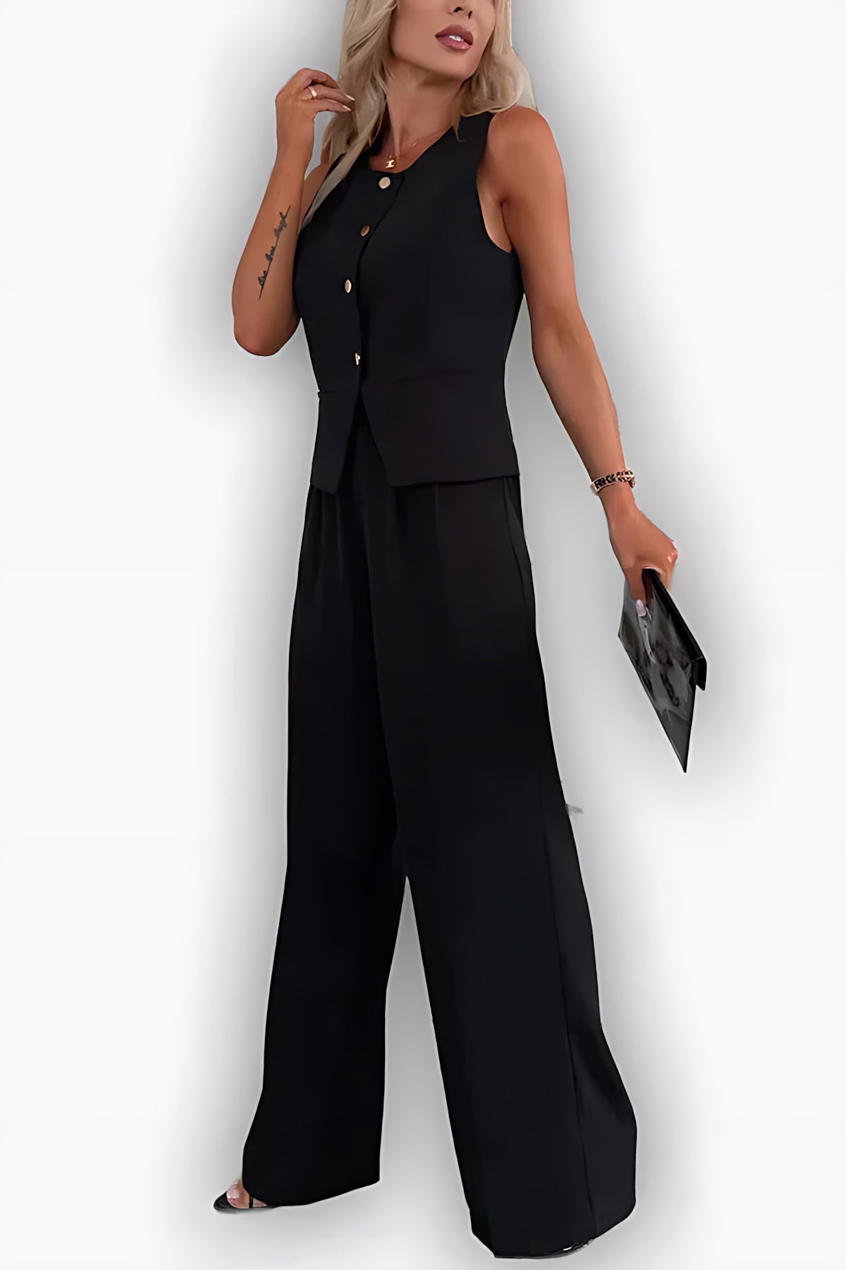 Freya – Satin Tank Top and Straight Leg Pants Set