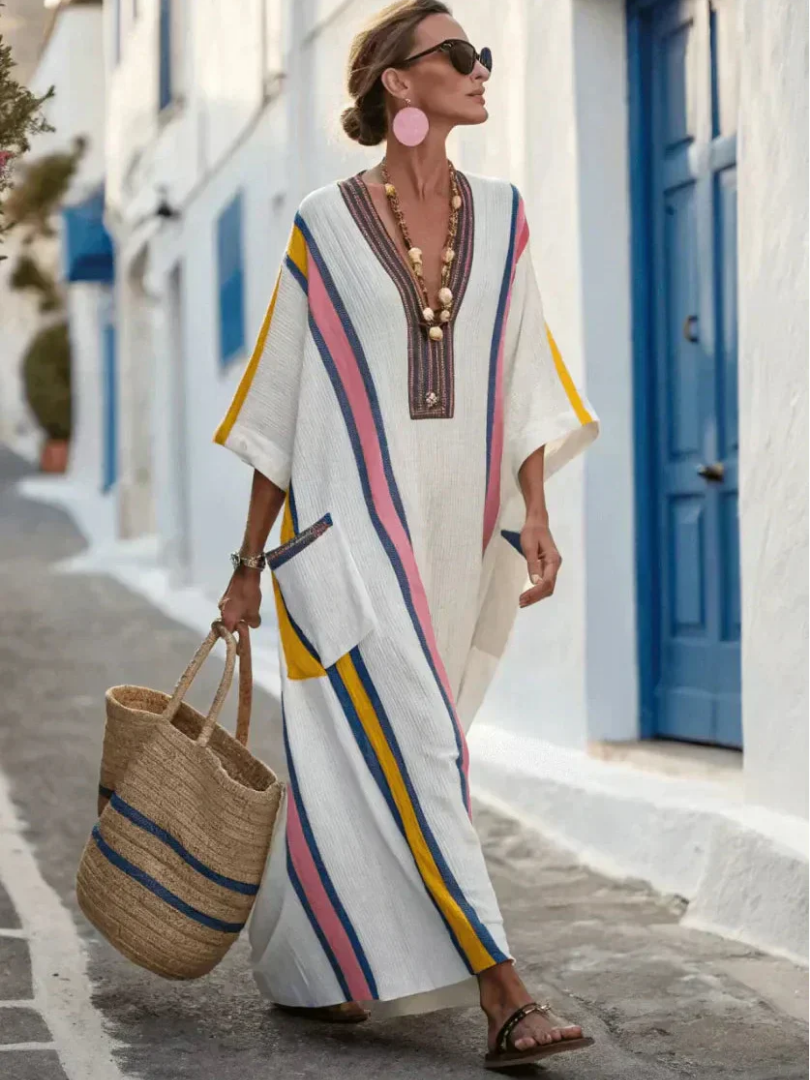 Annie – V Neck Kimono Sleeve Kaftan Maxi Dress
