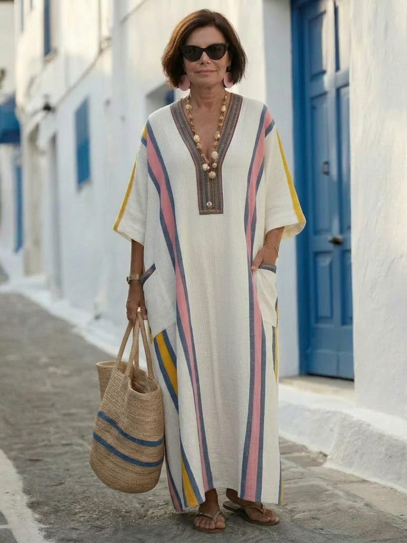 Annie – V Neck Kimono Sleeve Kaftan Maxi Dress