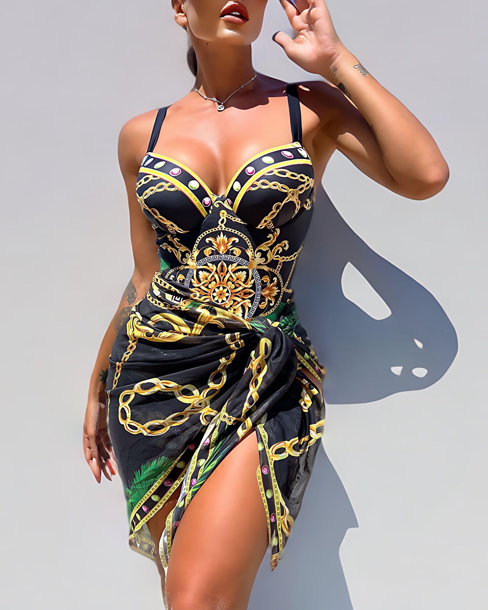 Gabriella – Baroque Print Sweetheart One Piece Swimsuit