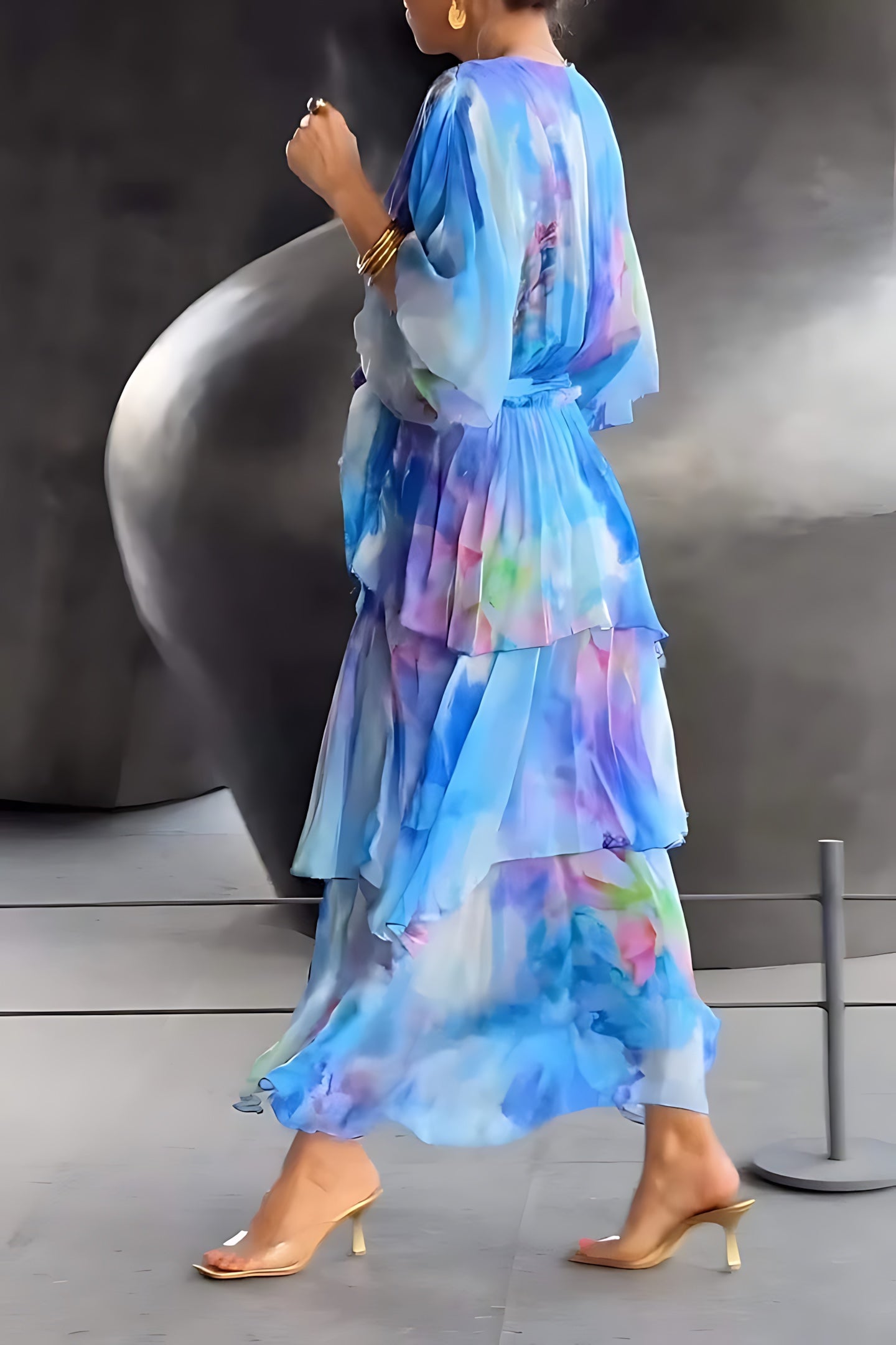 Gabriella – Floral Print Wrap Ruffle Wedding Guest Maxi Dress