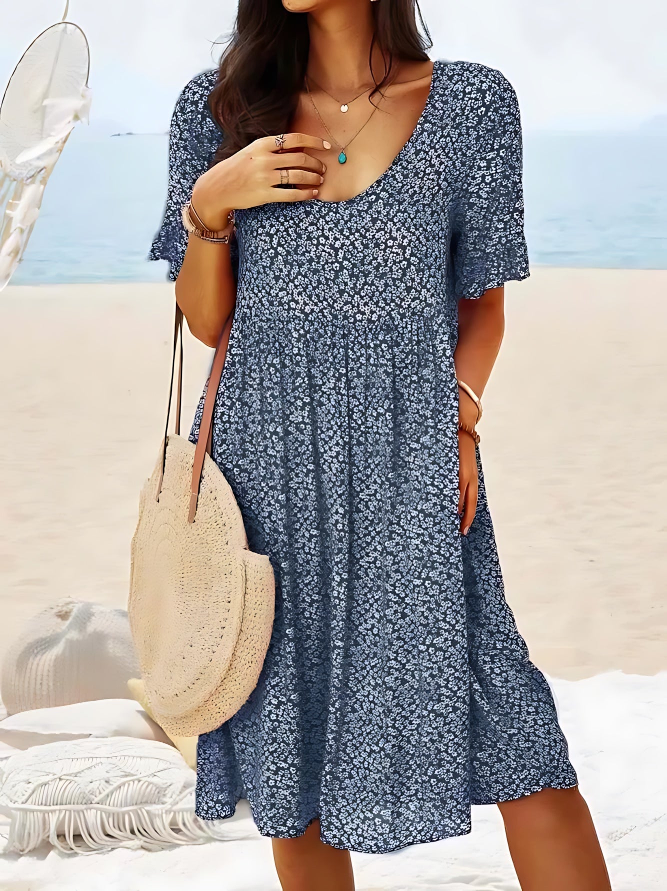Gemma – Ditsy Floral V Neck Smocked Mini Dress
