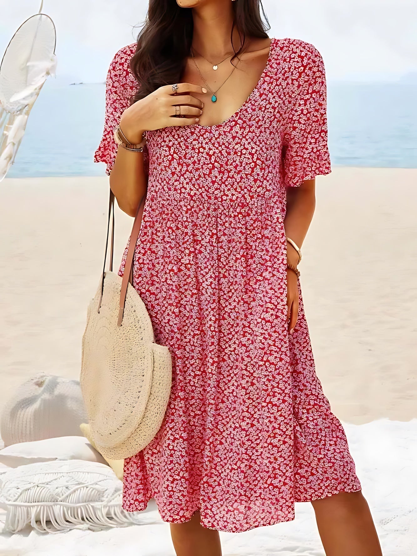 Gemma – Ditsy Floral V Neck Smocked Mini Dress