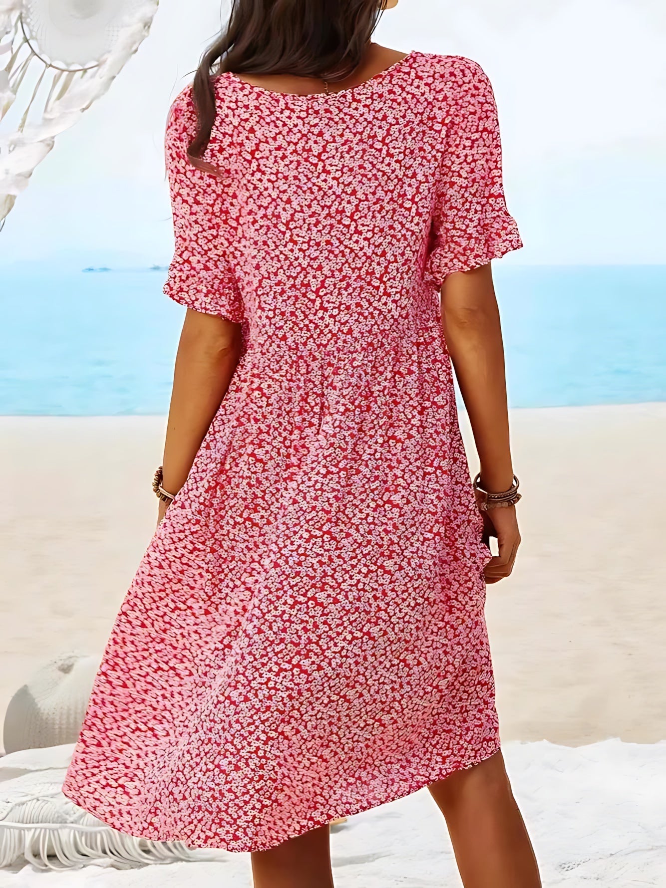 Gemma – Ditsy Floral V Neck Smocked Mini Dress