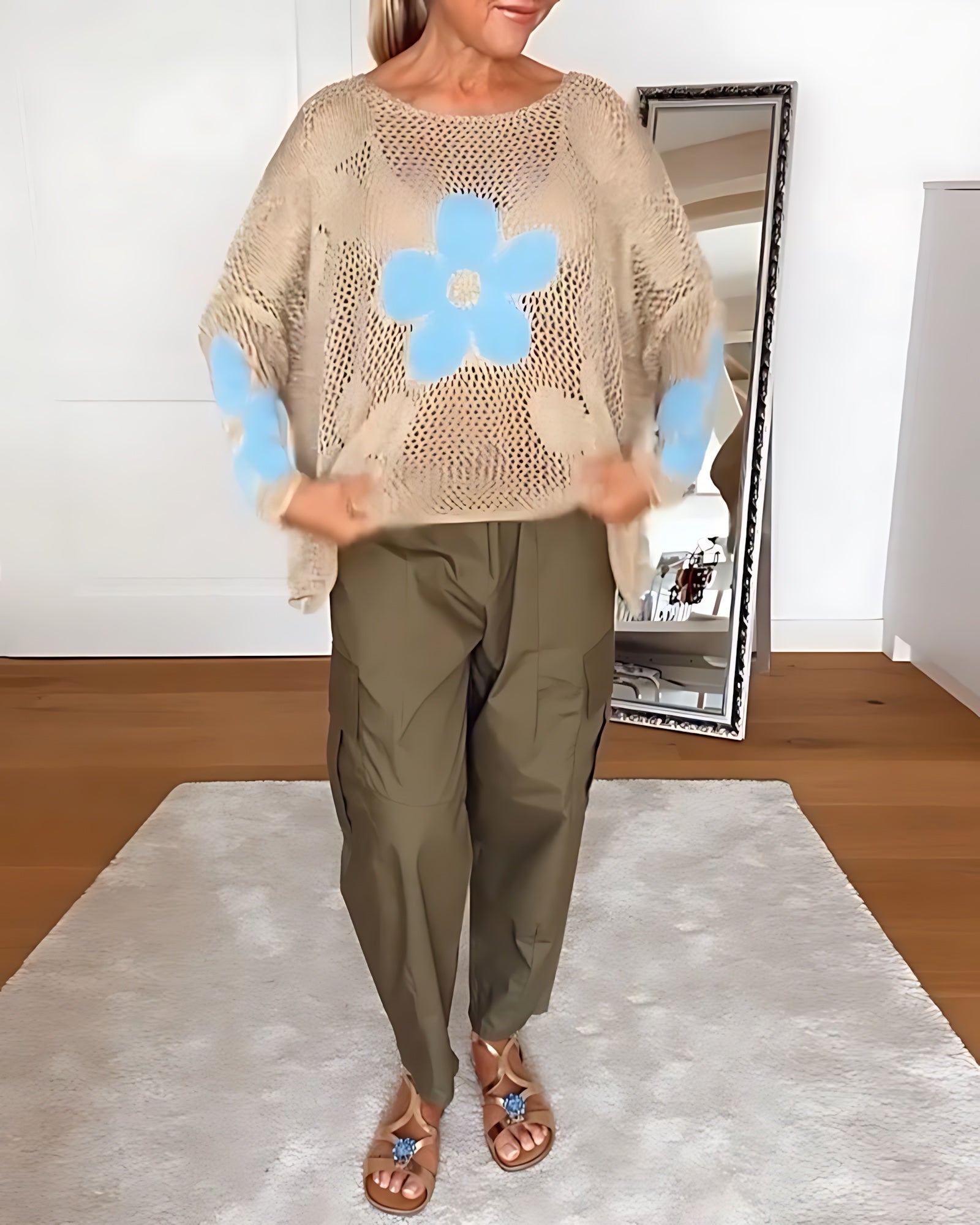 Gemma – Floral Crochet Open Knit Top