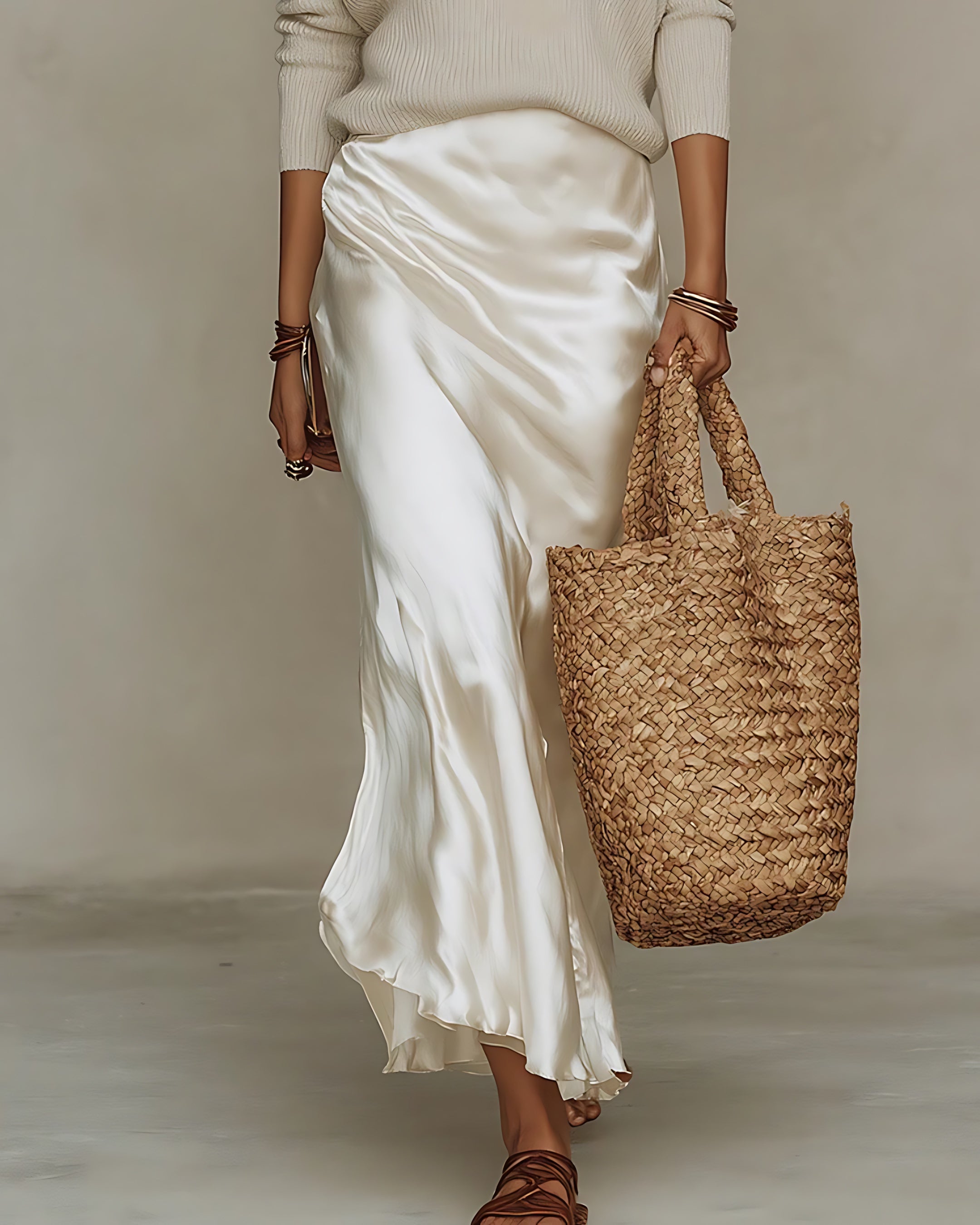 Gemma – Slip Midi Dress and V Neck Sweater Set