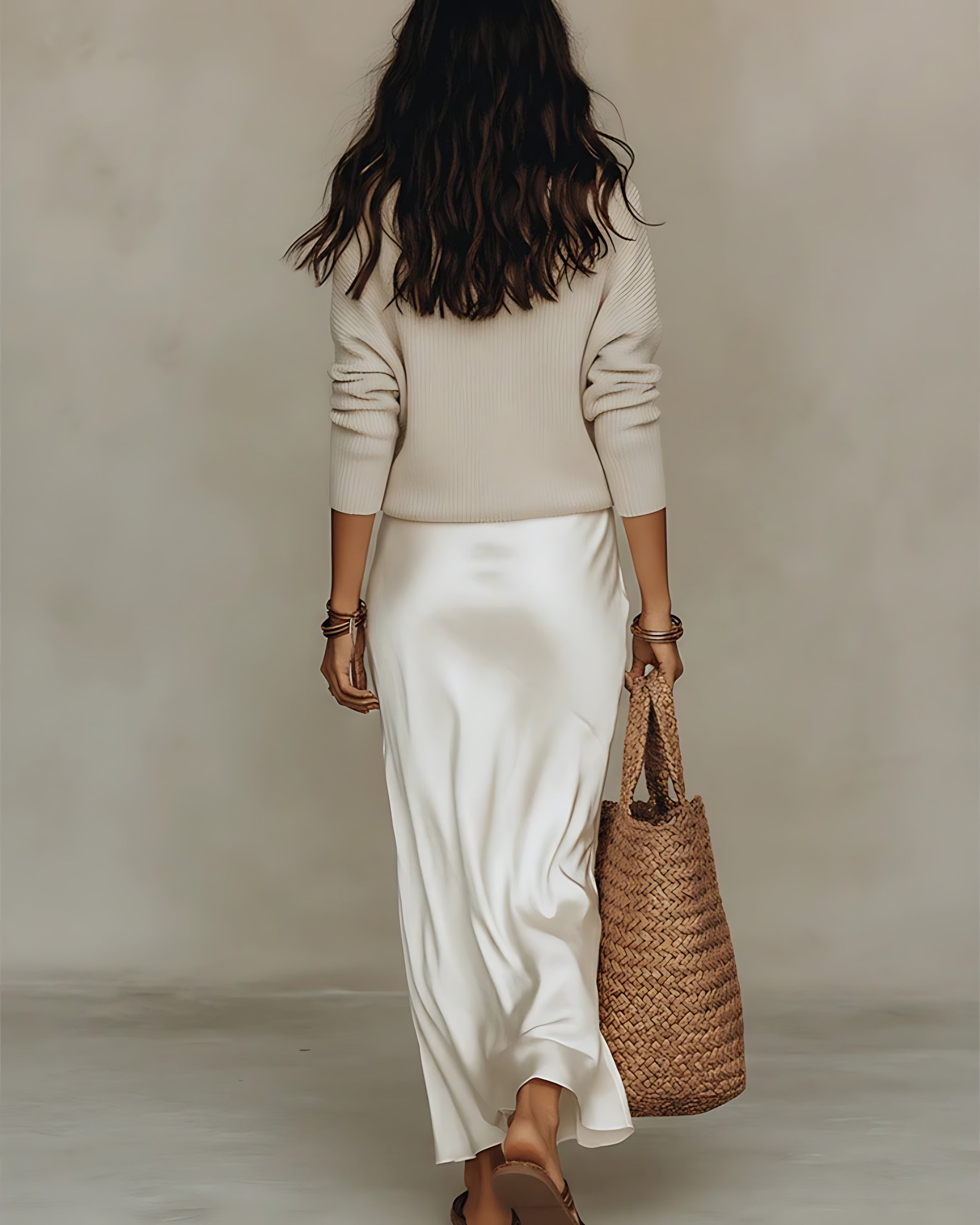Gemma – Slip Midi Dress and V Neck Sweater Set