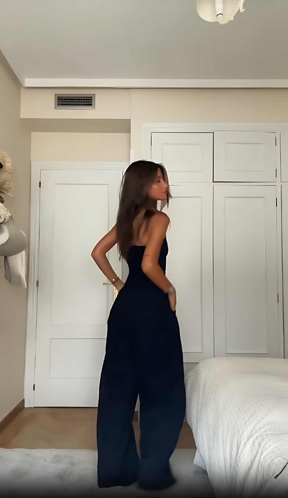 Gemma – Strapless Pleated Wide Leg Jumpsuit