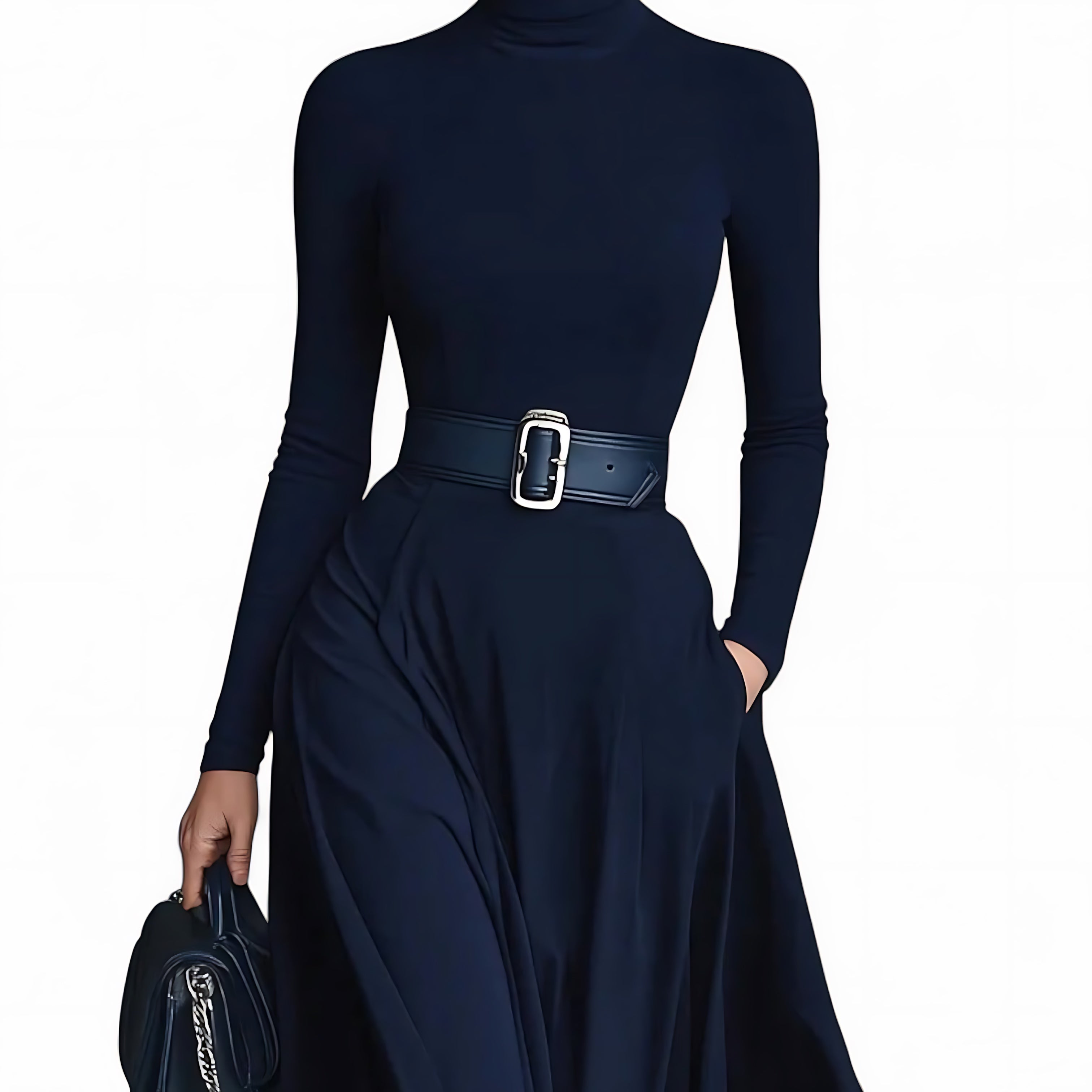 Gemma – Turtleneck Long Sleeve Evening Maxi Dress