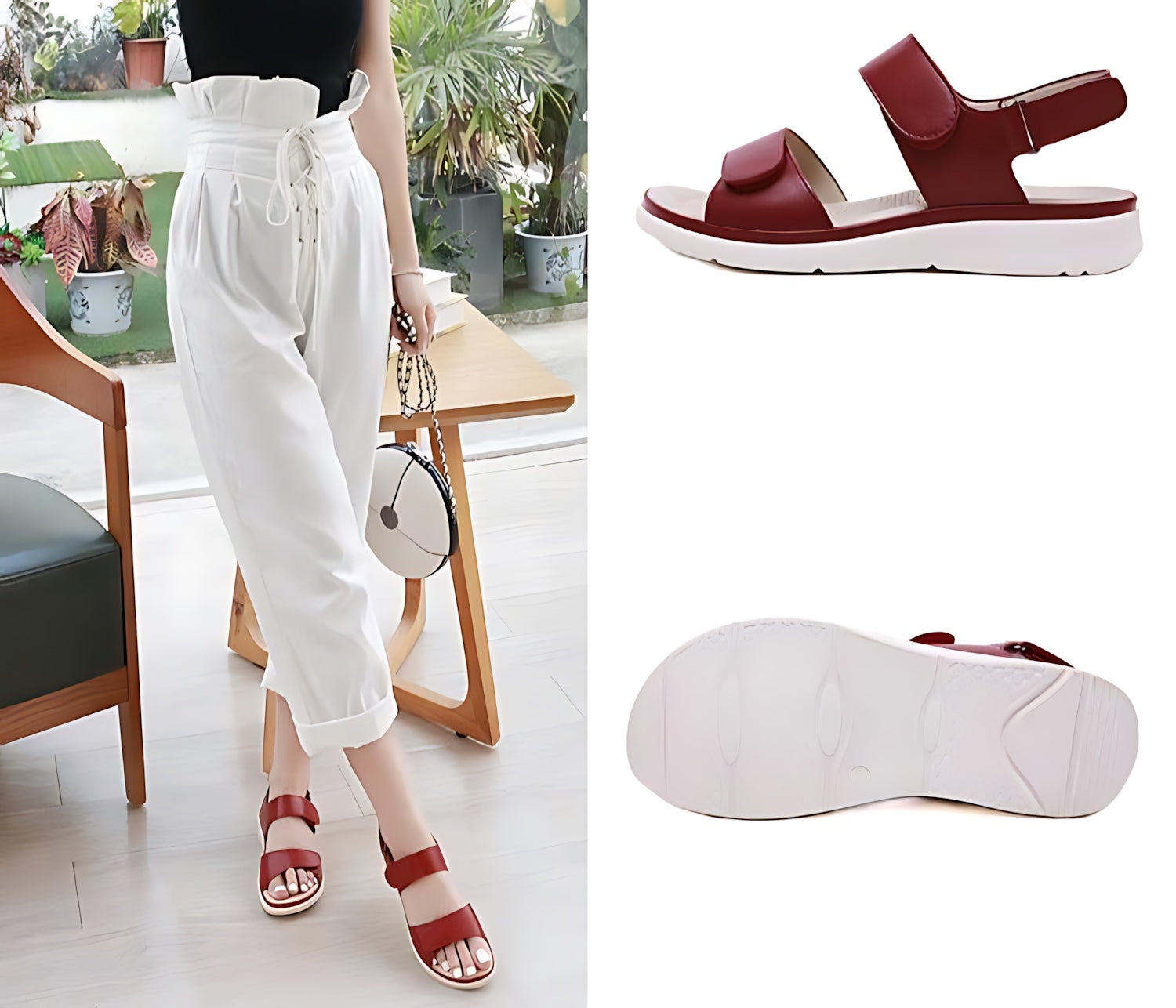 Genesis – Double Strap Low Wedge Slide Sandals