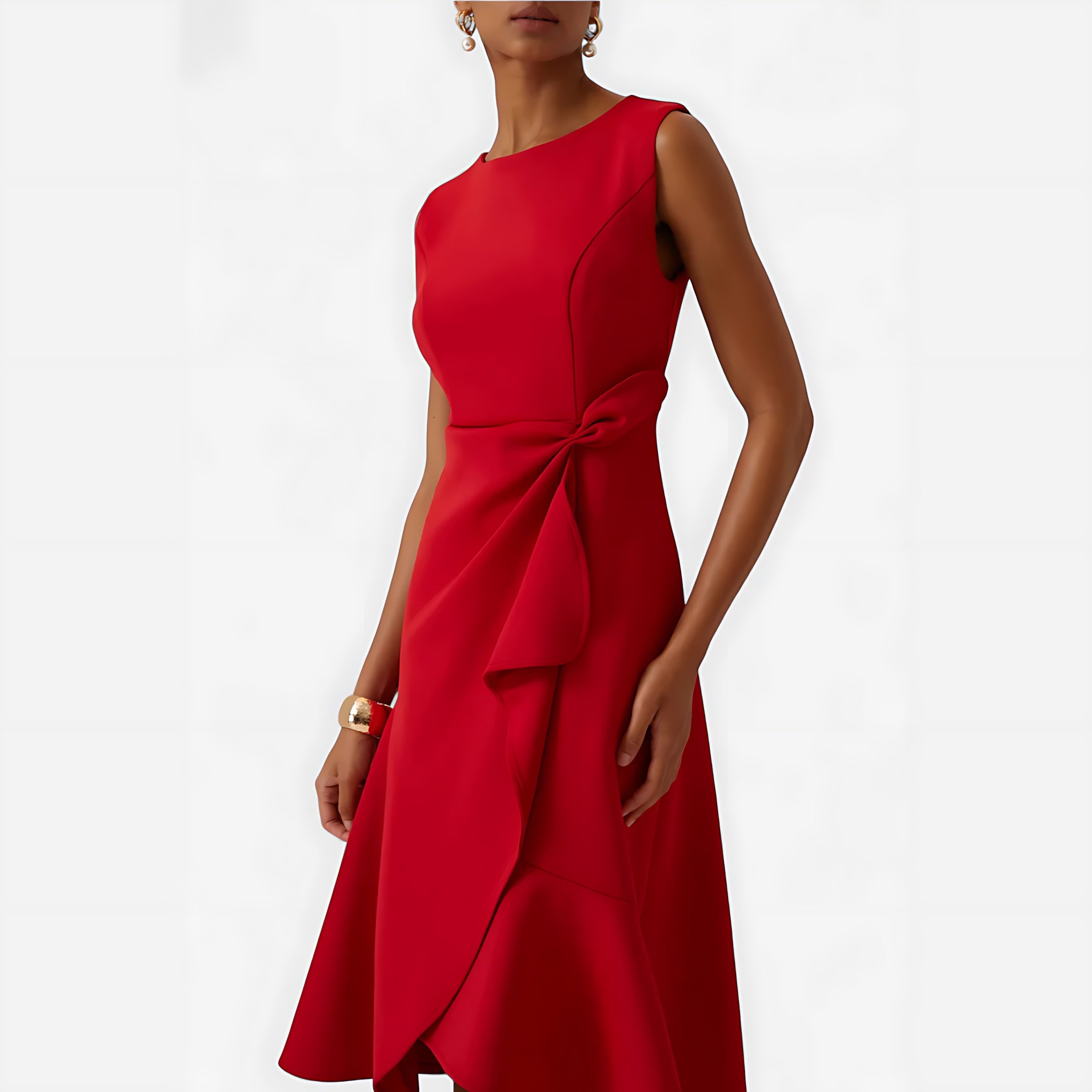 Genesis – Satin Draped Asymmetric Hem Cocktail Dress