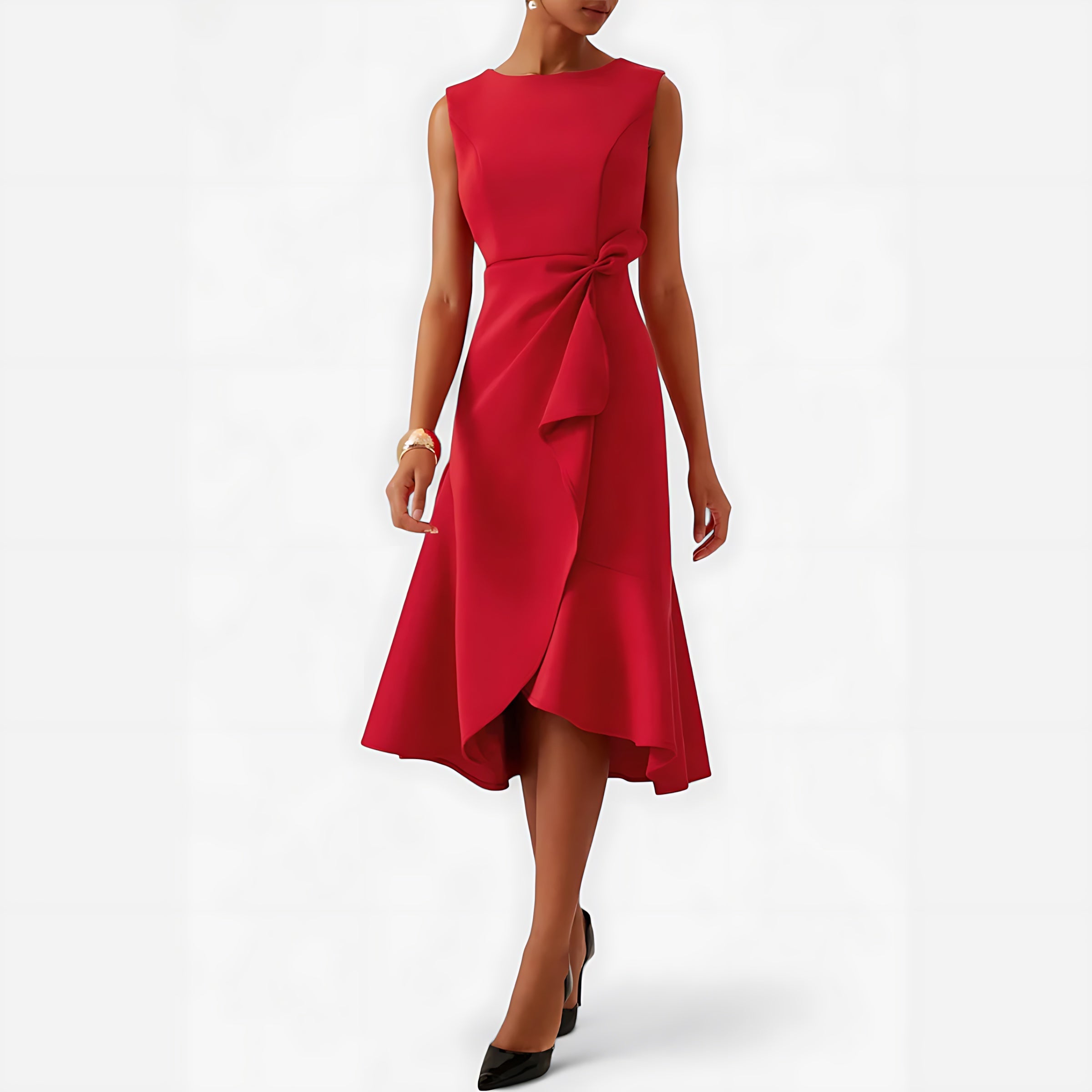 Genesis – Satin Draped Asymmetric Hem Cocktail Dress