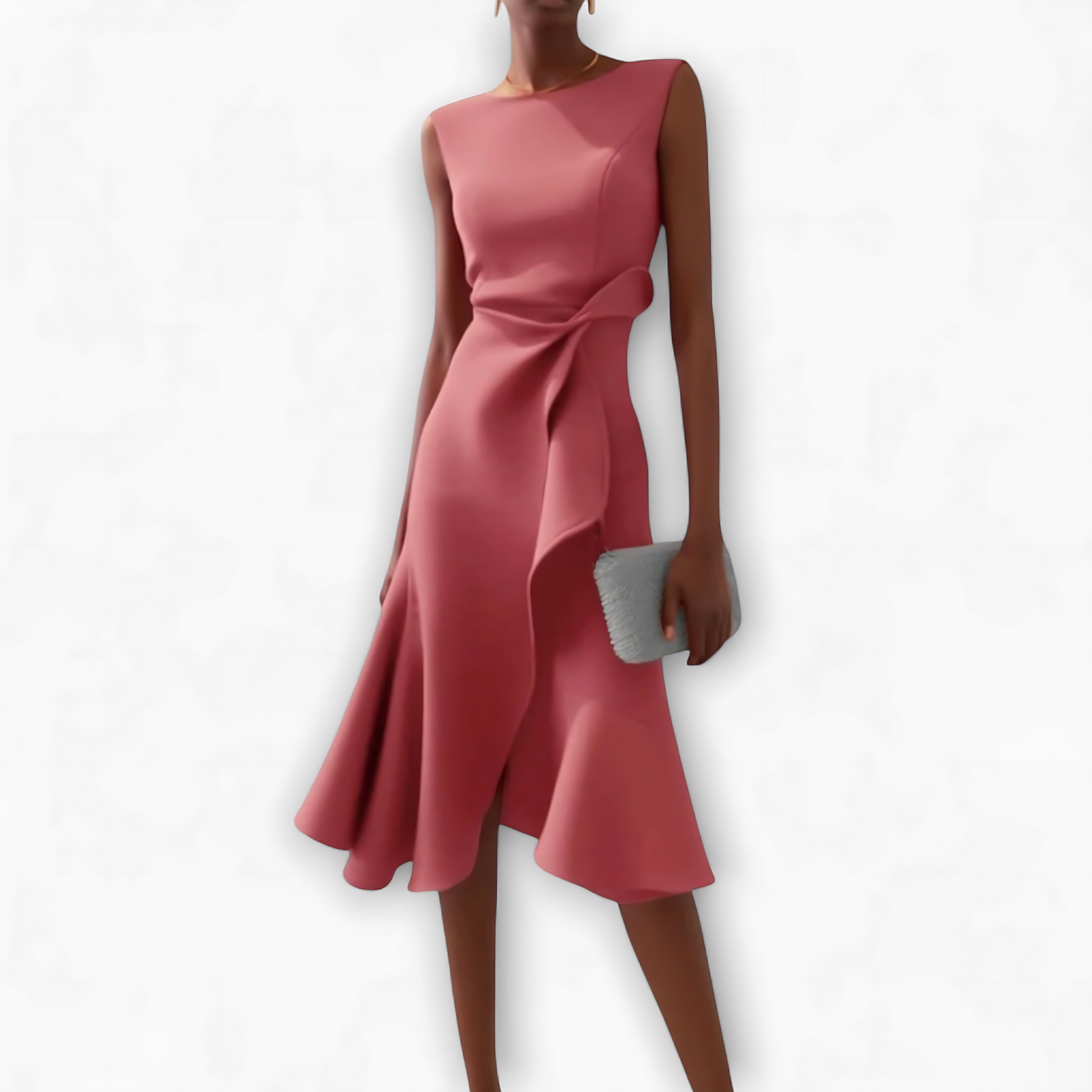 Genesis – Satin Draped Asymmetric Hem Cocktail Dress