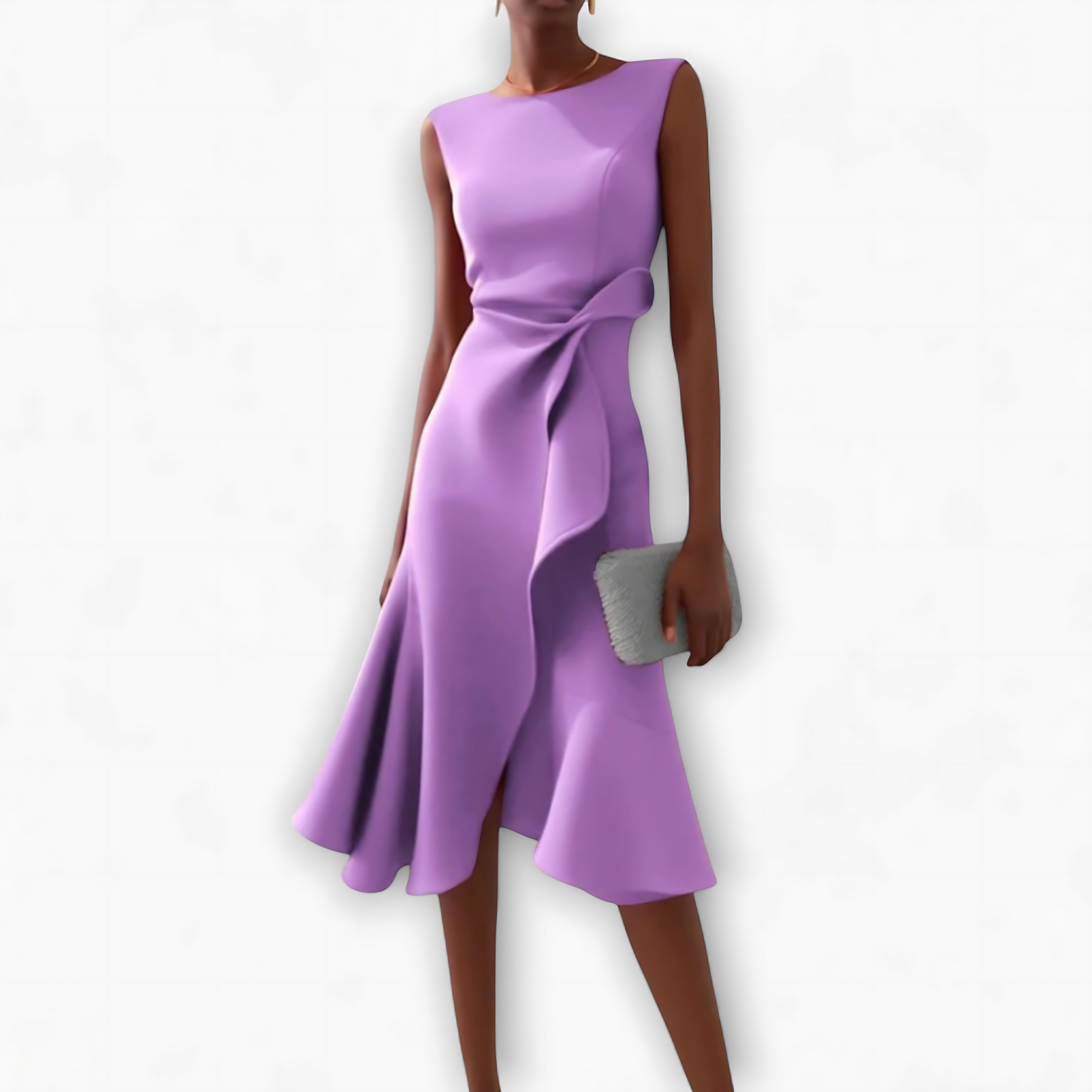 Genesis – Satin Draped Asymmetric Hem Cocktail Dress