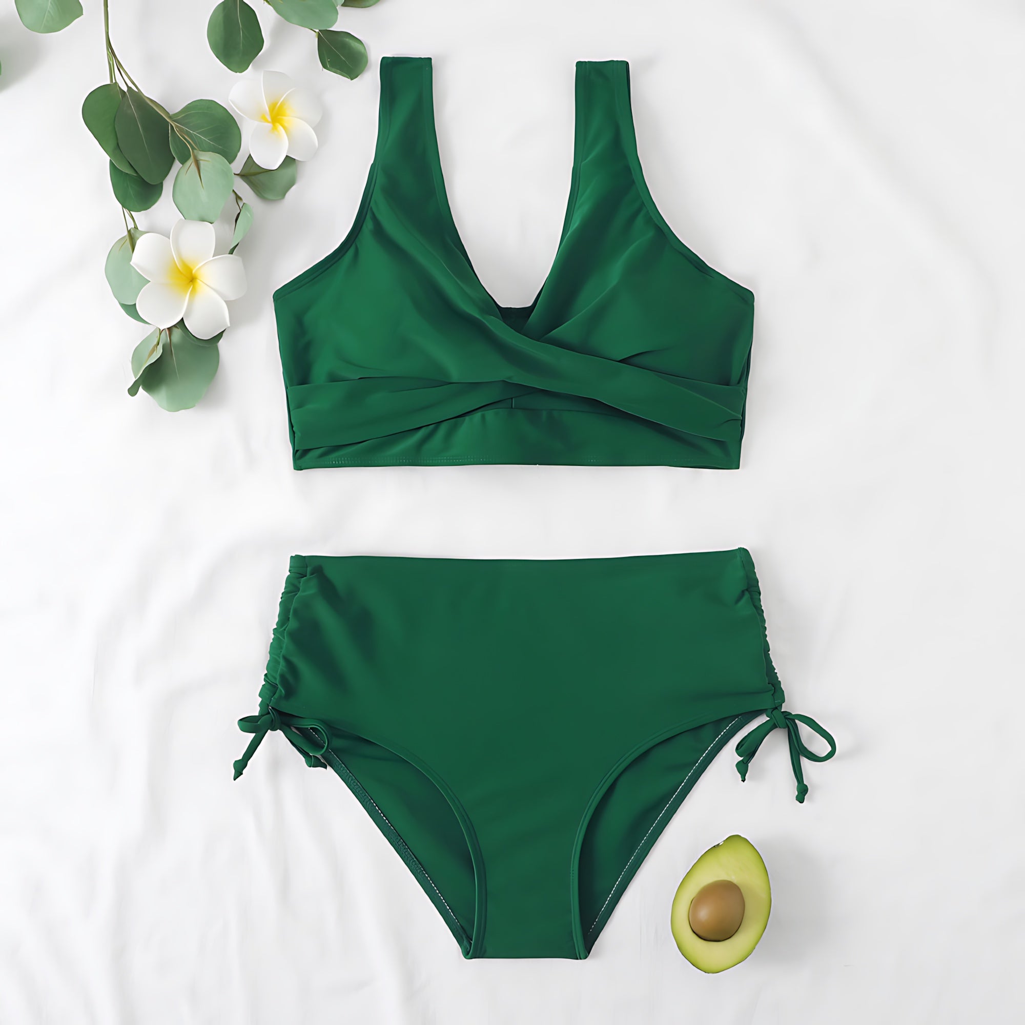Genesis – Twist Front Ruched High Waist Bikini Set