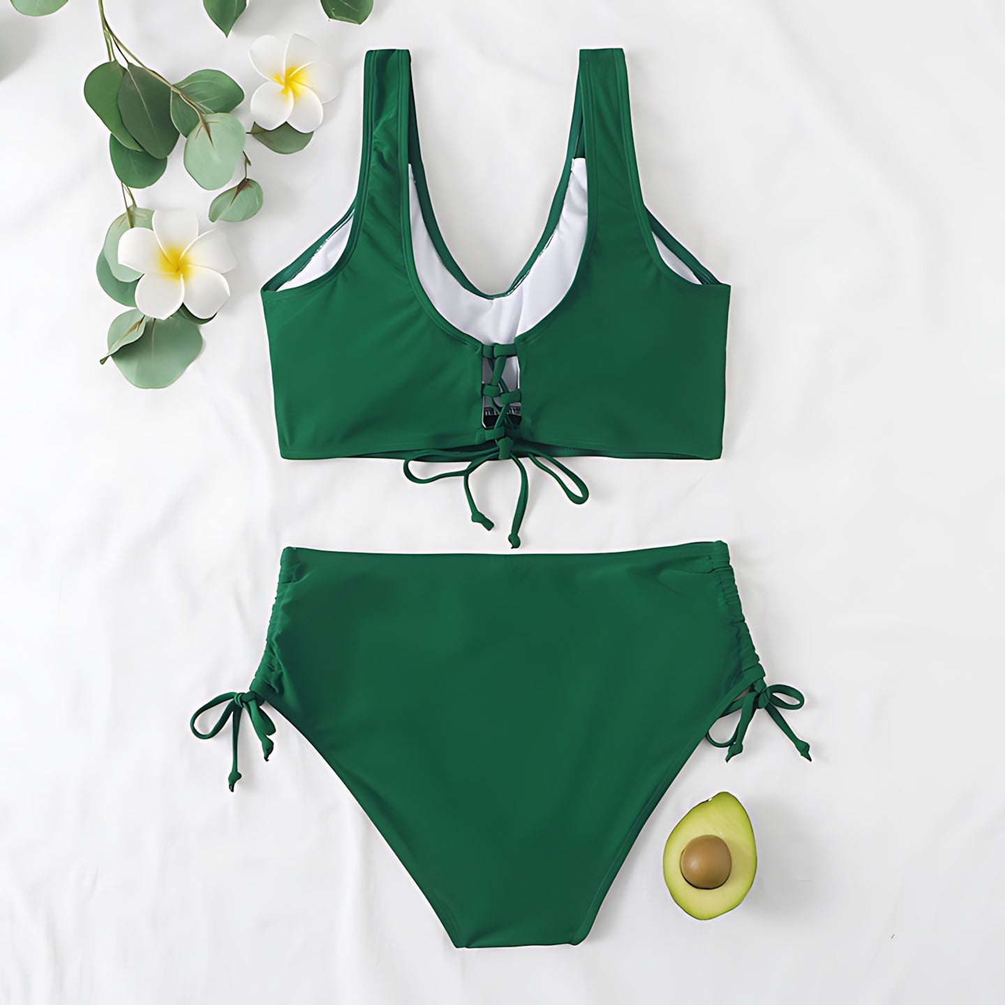 Genesis – Twist Front Ruched High Waist Bikini Set
