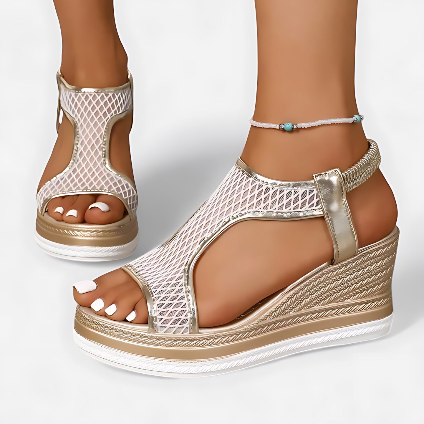 Genesis – Woven Ankle Strap Platform Wedge Sandals