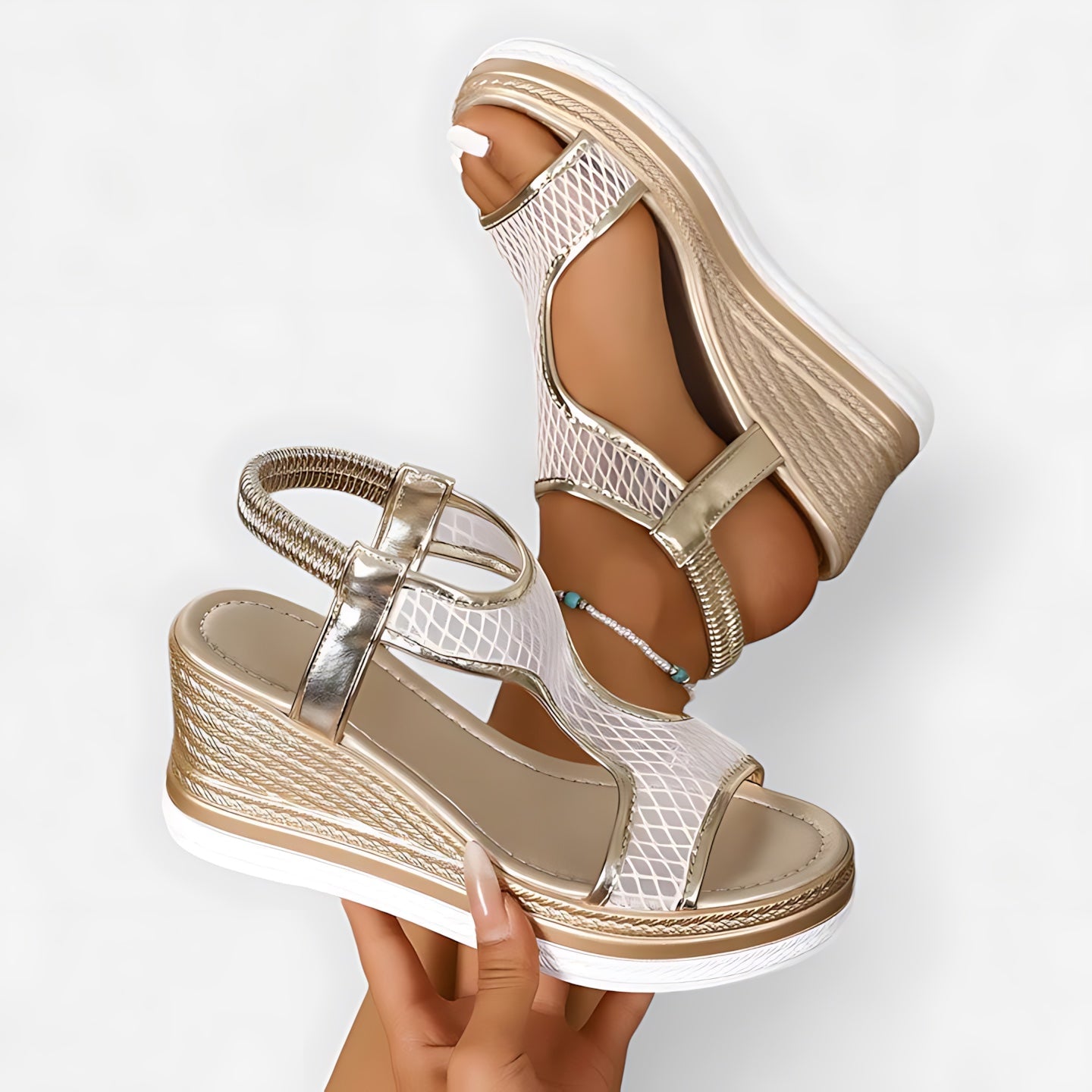 Genesis – Woven Ankle Strap Platform Wedge Sandals