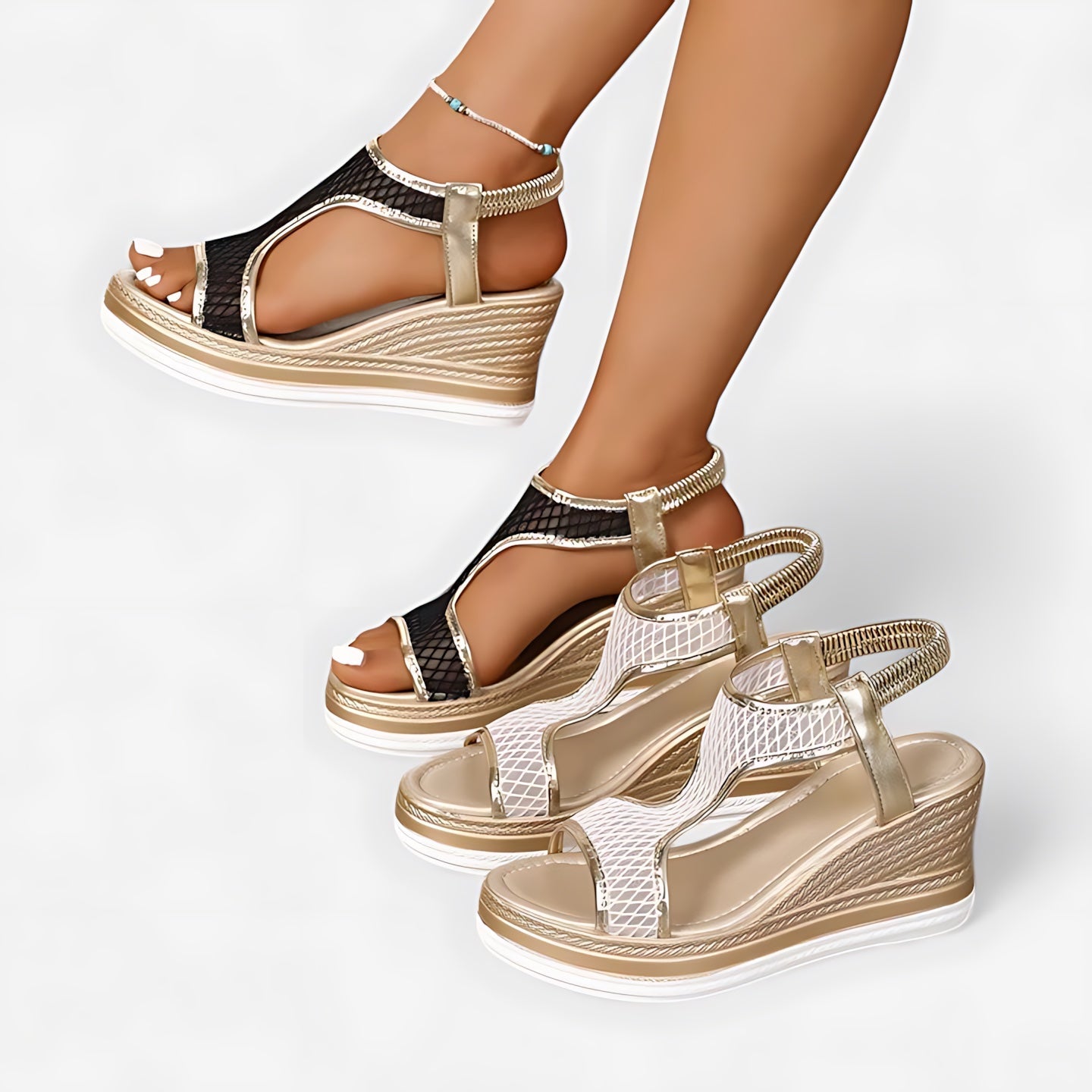 Genesis – Woven Ankle Strap Platform Wedge Sandals