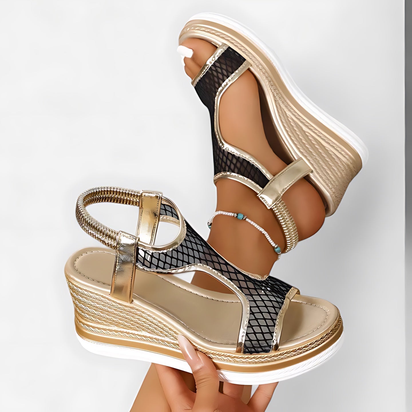Genesis – Woven Ankle Strap Platform Wedge Sandals