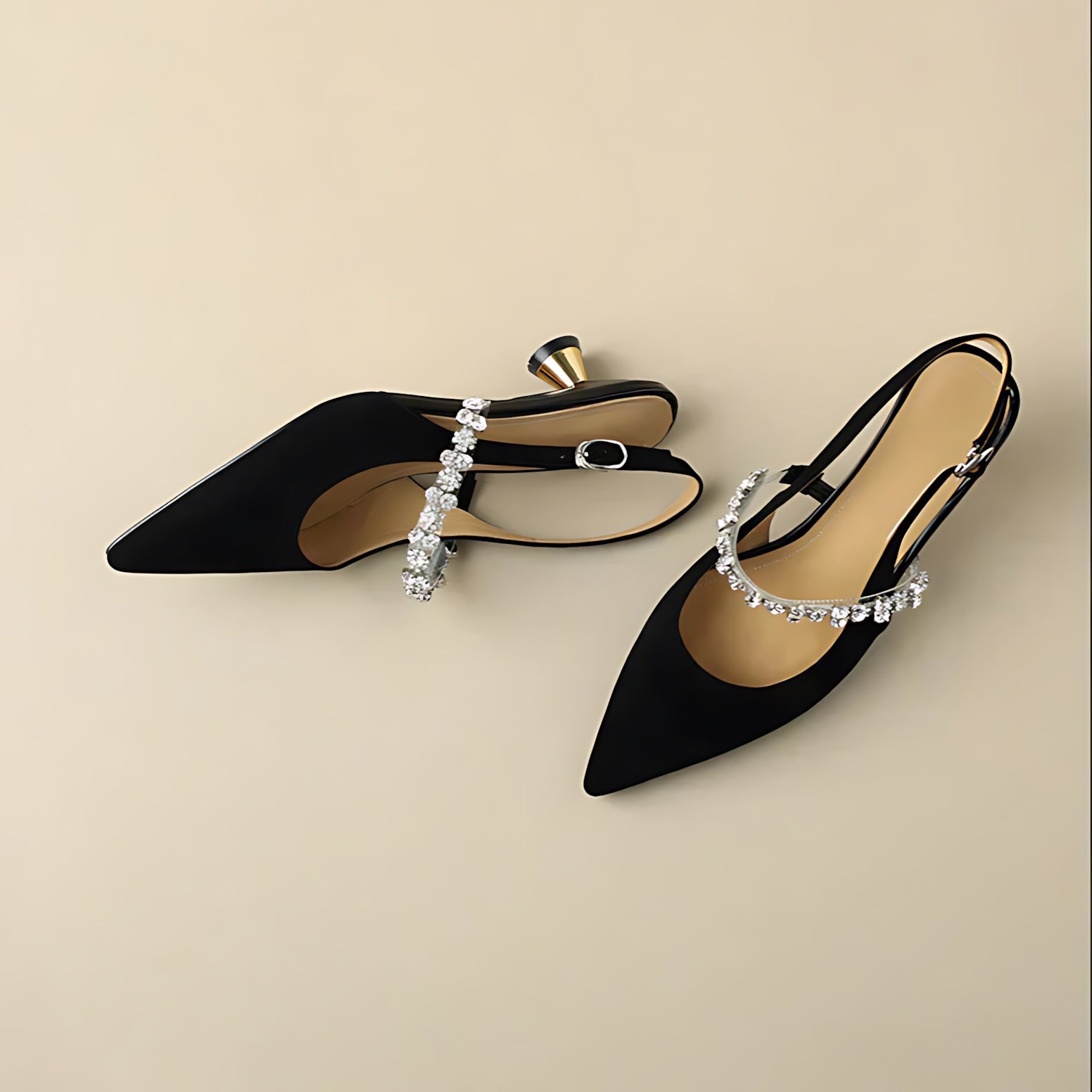 Genevieve – Crystal Slingback Pointed Toe Pumps