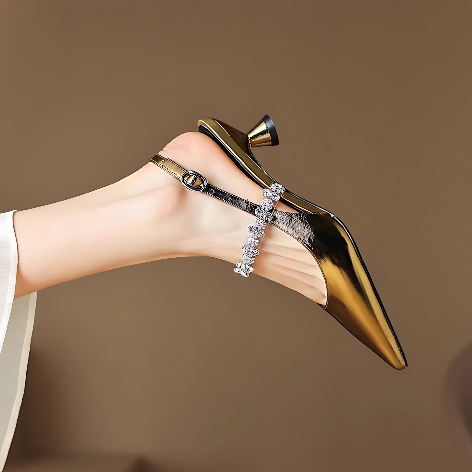 Genevieve – Crystal Slingback Pointed Toe Pumps