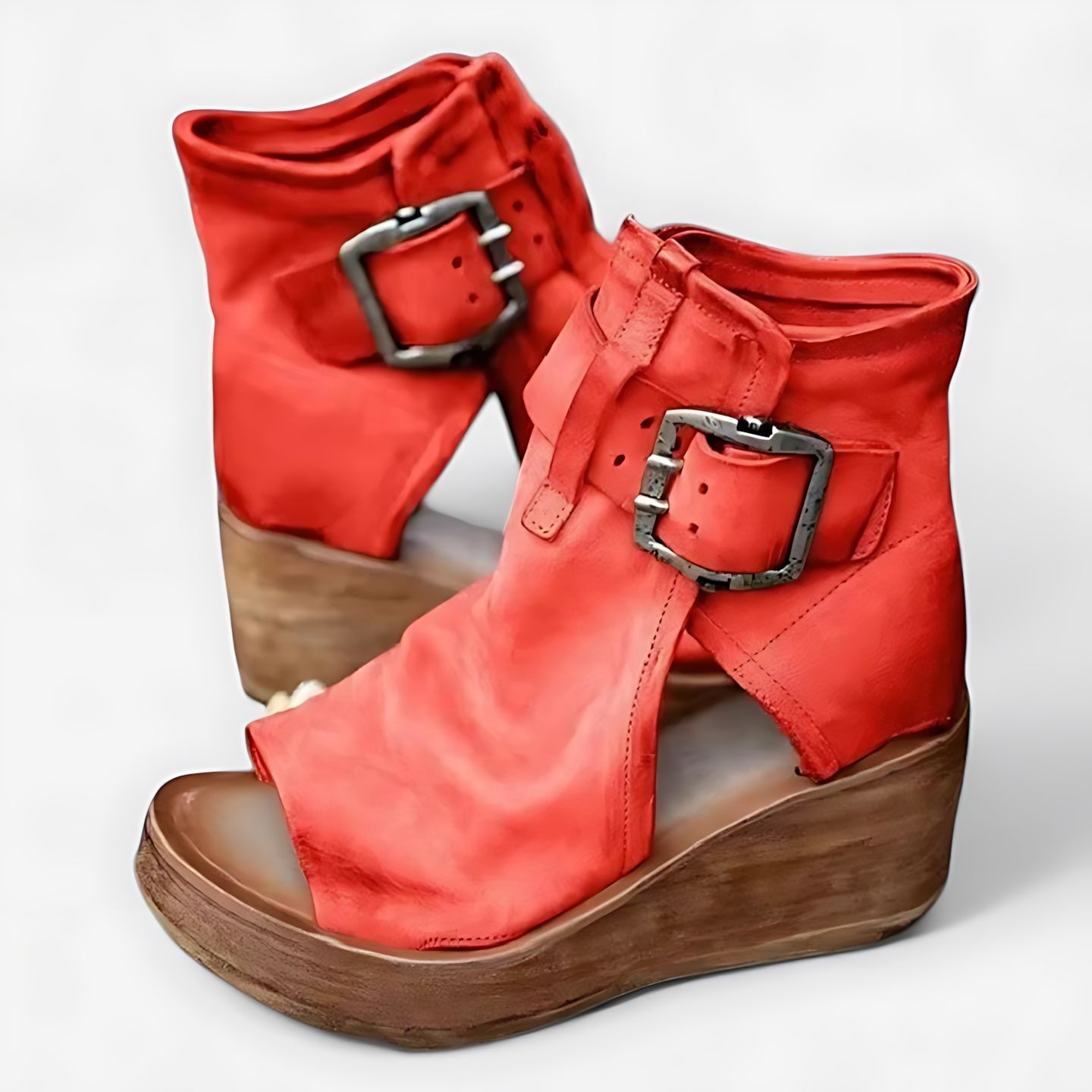 Genevieve – Distressed Leather Wedge Ankle Boots