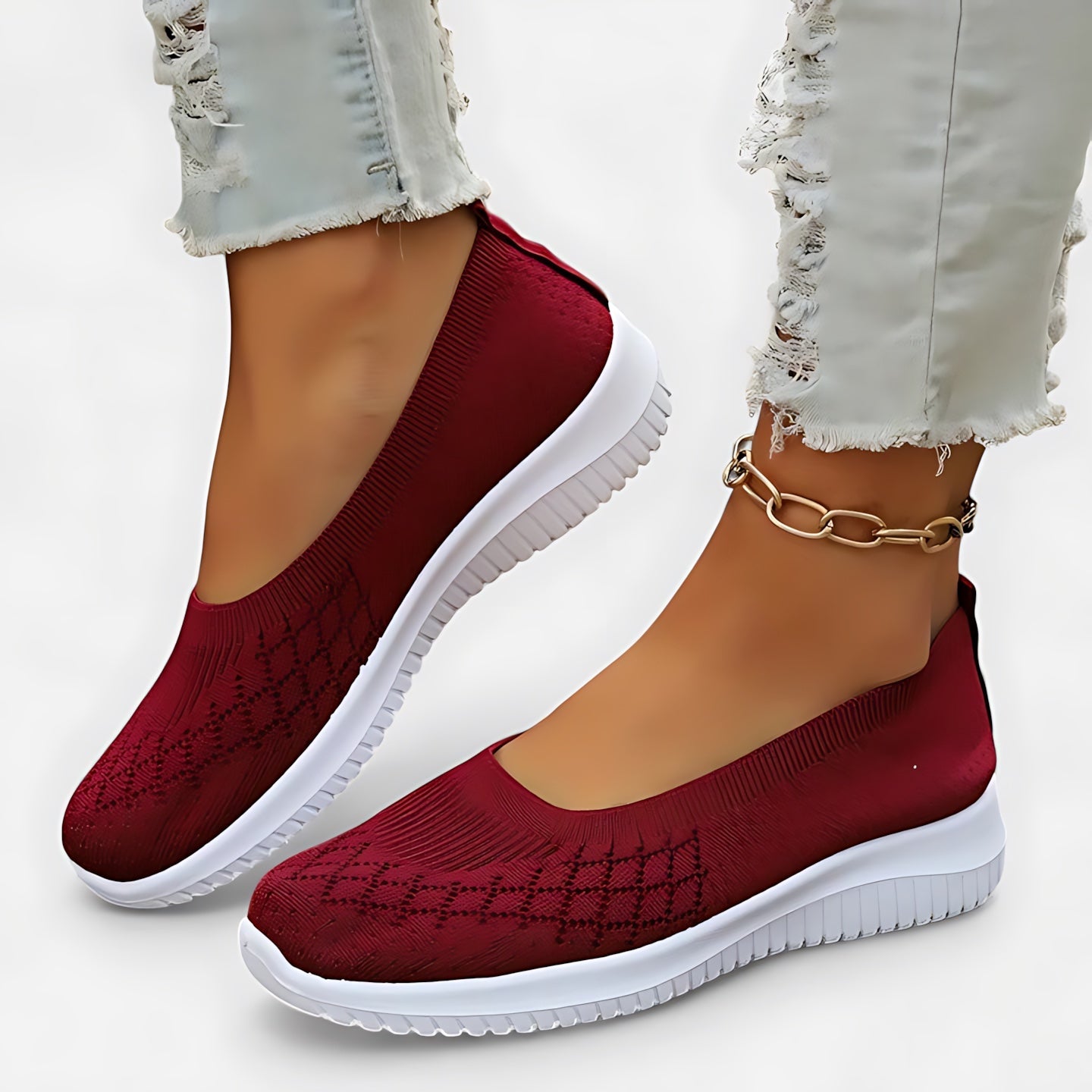 Genevieve – Stretch Knit Slip On Walking Sneakers