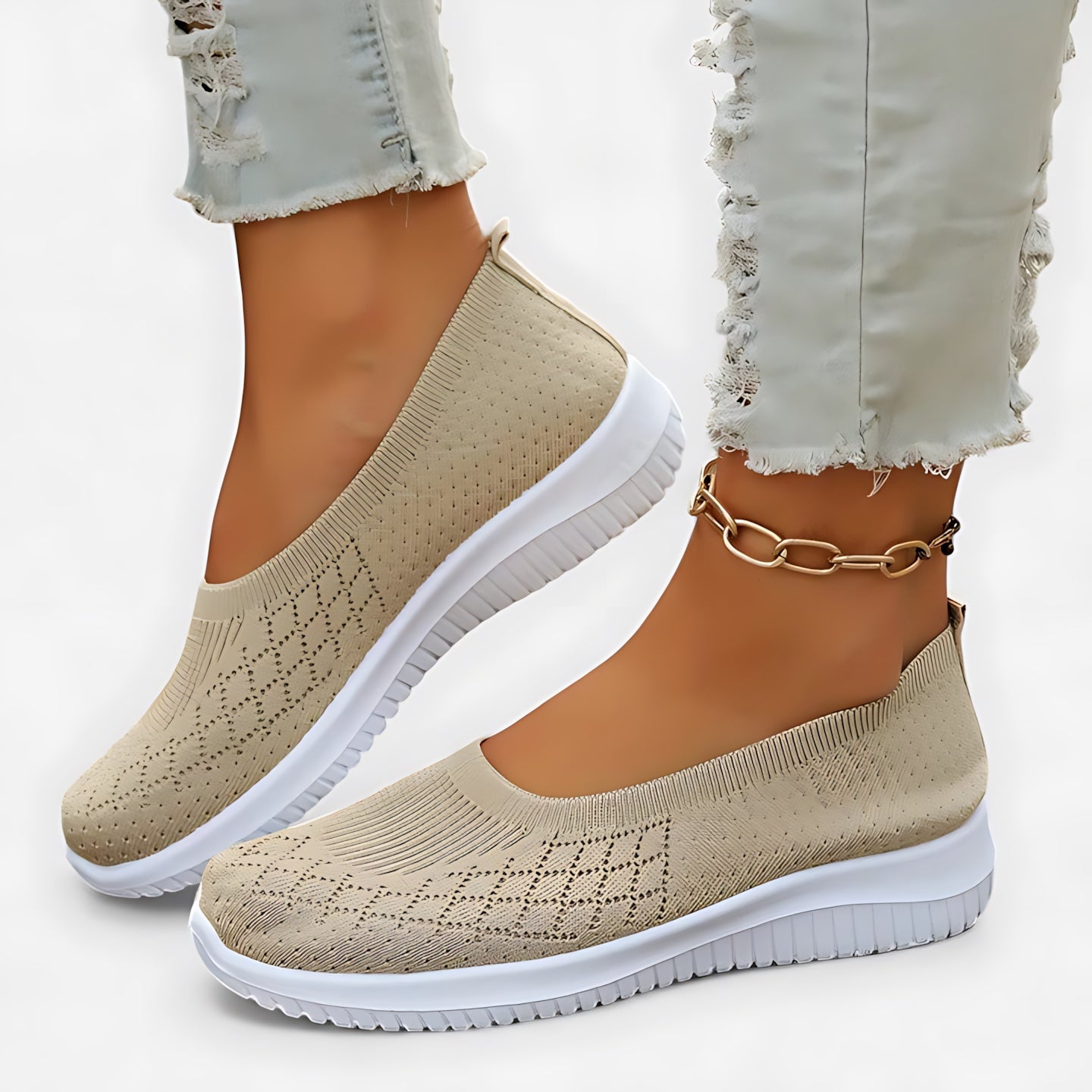 Genevieve – Stretch Knit Slip On Walking Sneakers