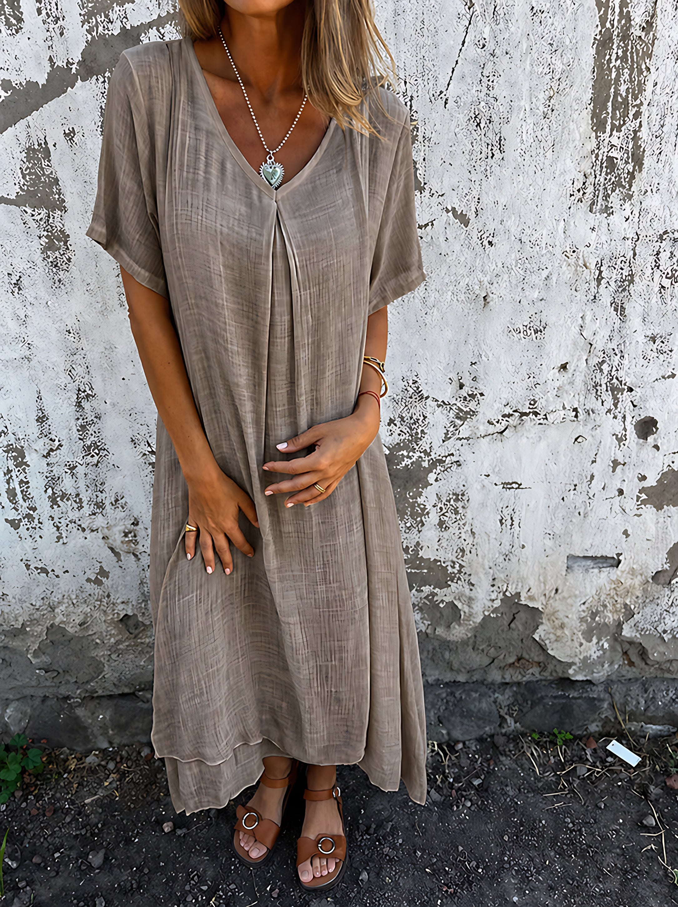 Genevieve – V Neck Tiered Summer Maxi Dress