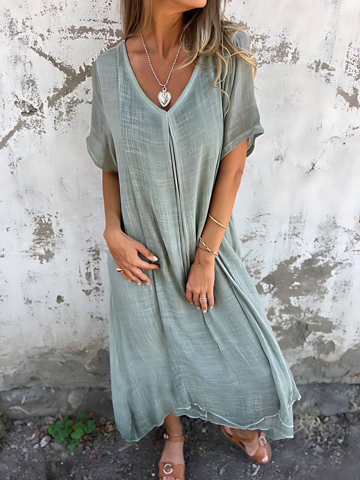 Genevieve – V Neck Tiered Summer Maxi Dress