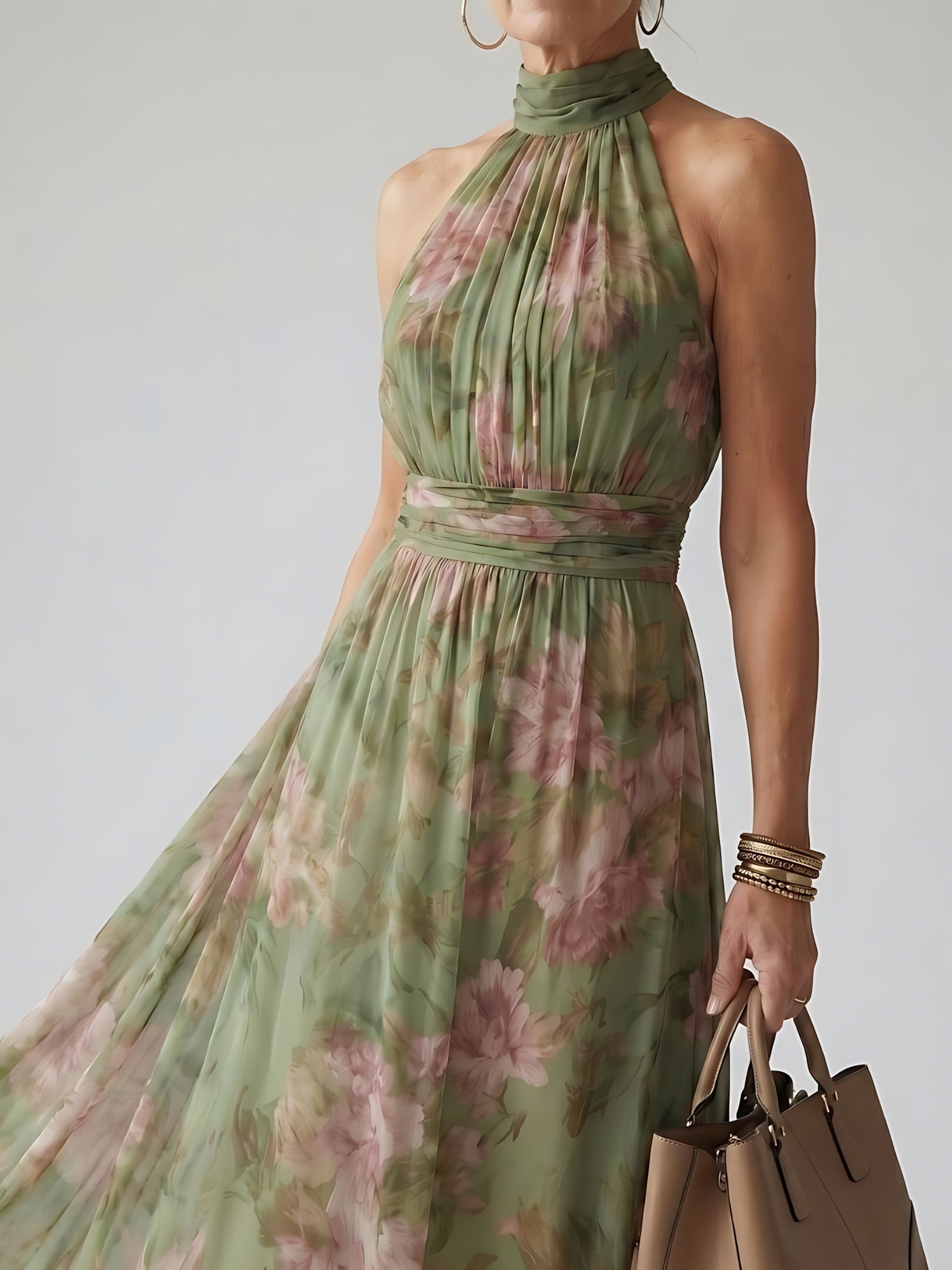 Georgia – Floral Halter Summer Maxi Dress