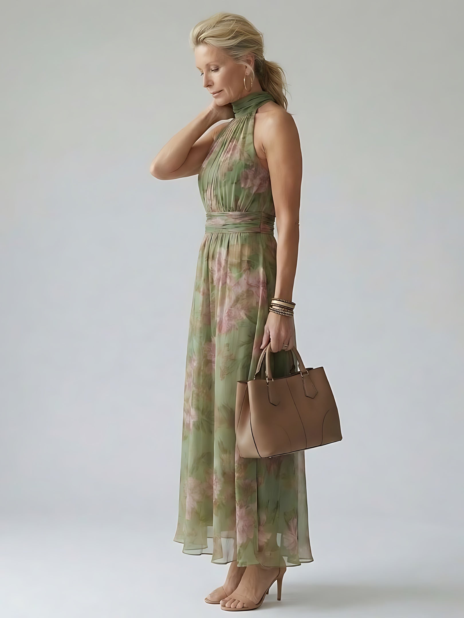 Georgia – Floral Halter Summer Maxi Dress