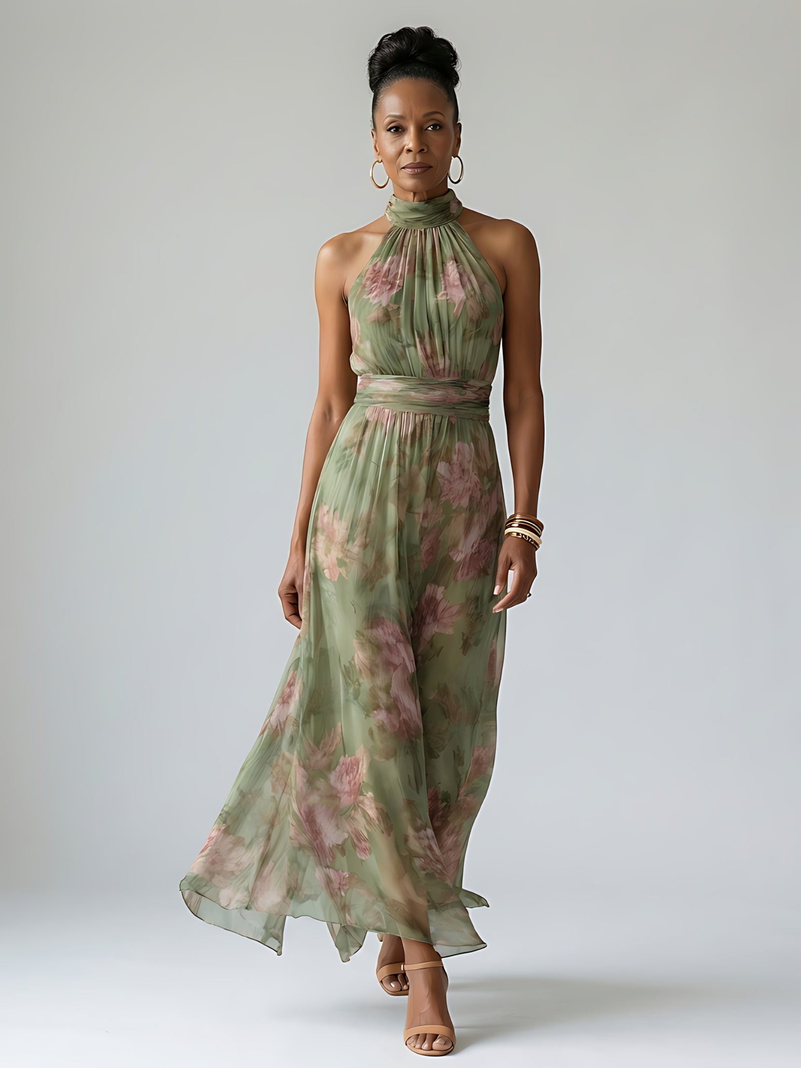 Georgia – Floral Halter Summer Maxi Dress