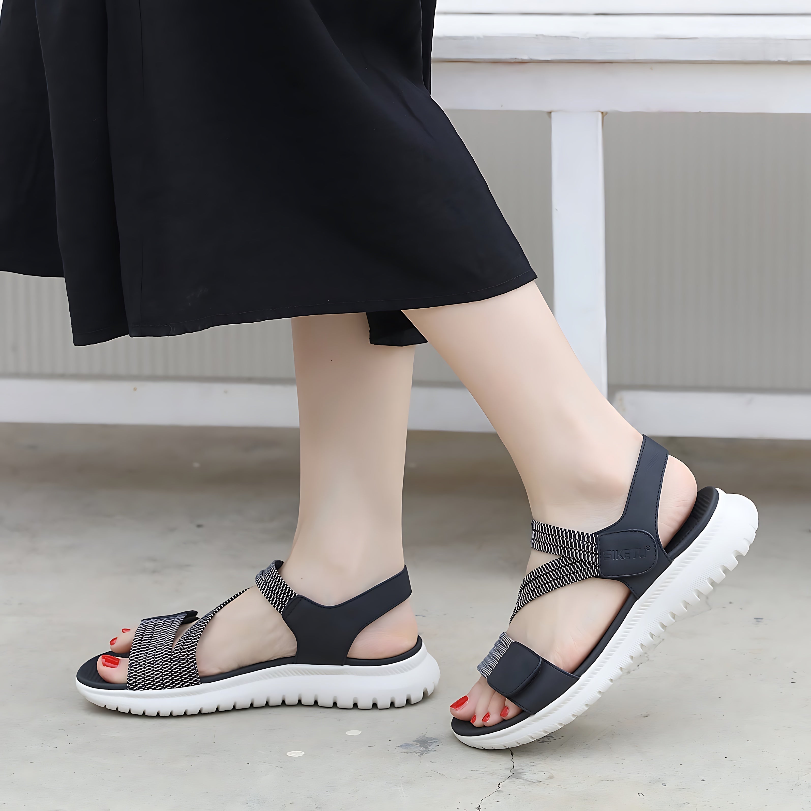 Georgia – Orthopedic Ankle Strap Low Wedge Sandals