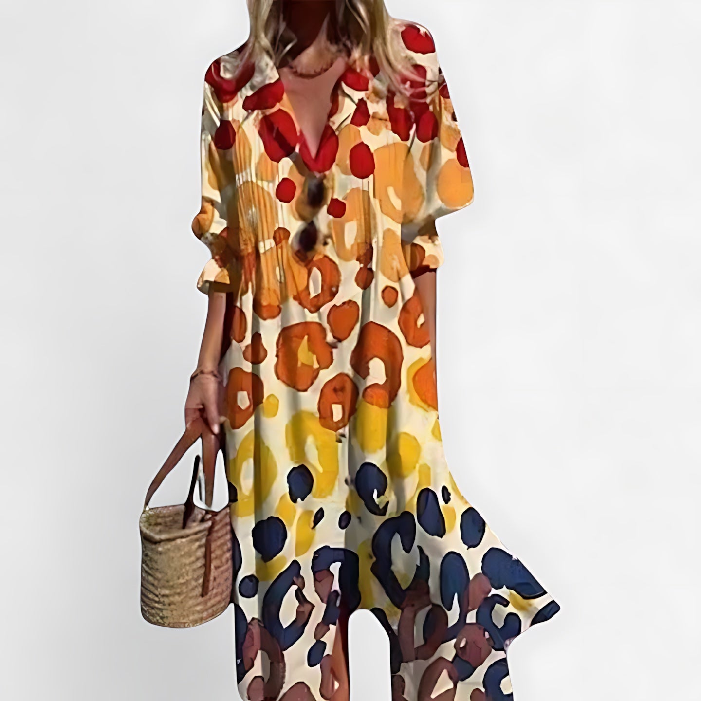 Gianna – Abstract Print Collared Maxi Shirt Dress