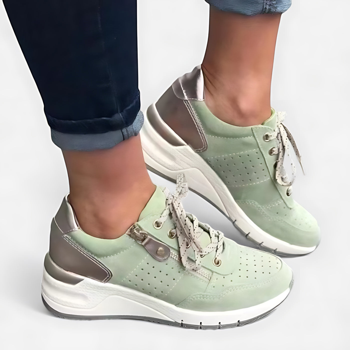 Gianna – Suede Mesh Lace Up Wedge Sneakers